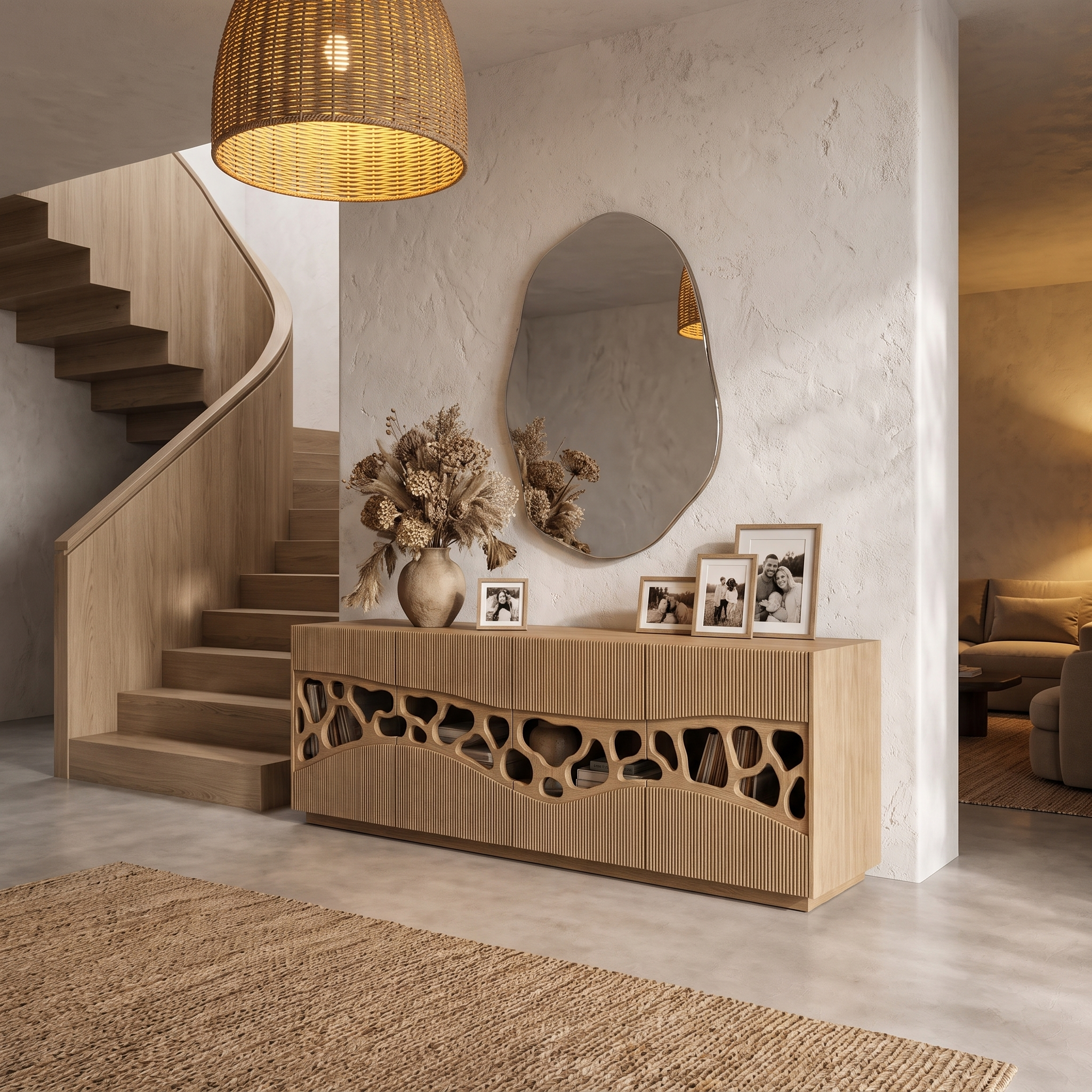 Contemporary Sideboard With Organic Cutout Design For Dining Room And Living Room SINLHASD002