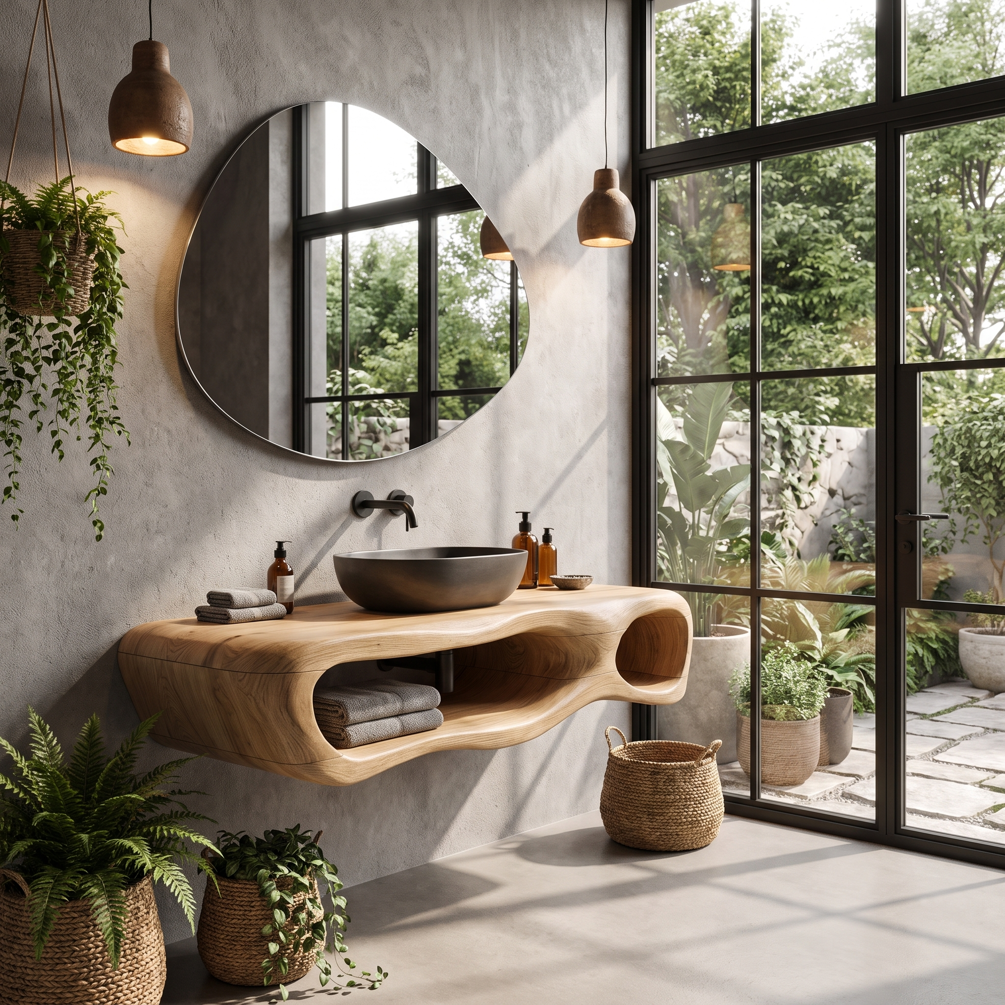 Modern Wall Mounted Bathroom Vanity With Organic Wood Base For Bathroom SINLHABRV323