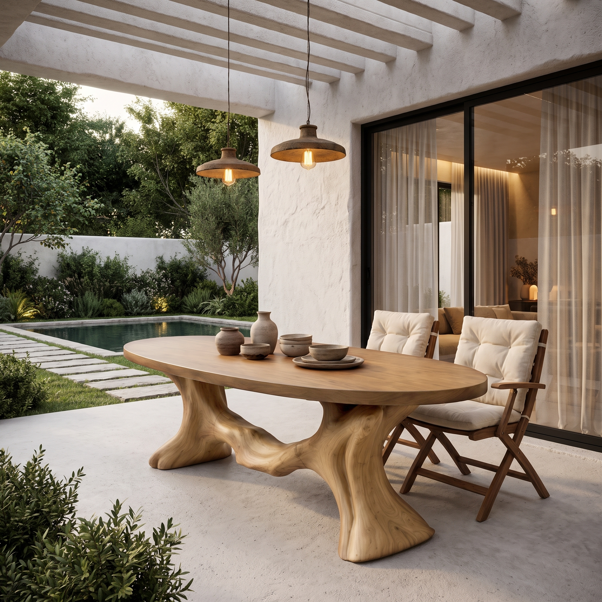 Contemporary Wave Base Dining Table Solid Wood Dining Table For Dining Room SINLHADN206