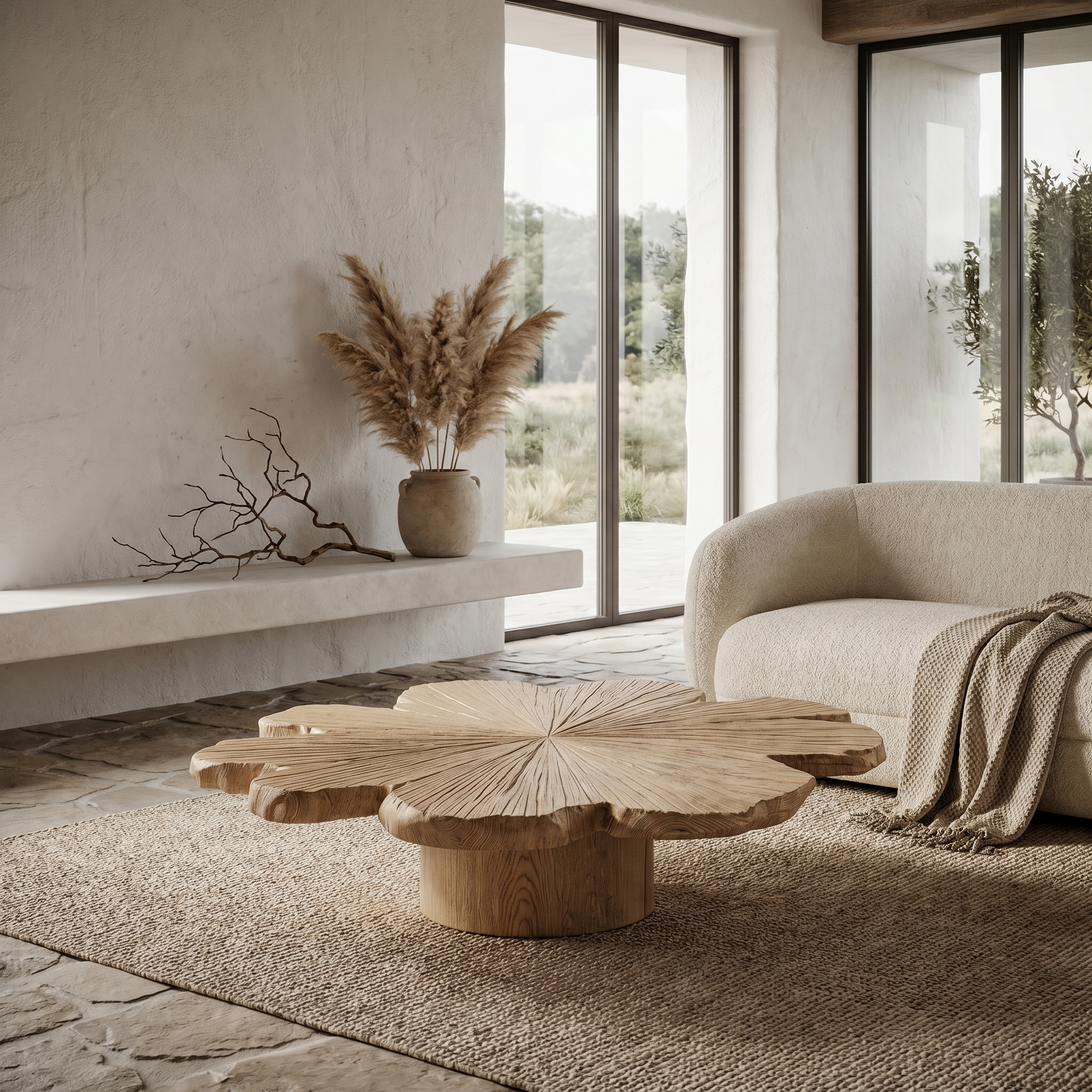 Modern Coffee Table With Sculptural Petal Inspired Design For Living Room SINLHACF387
