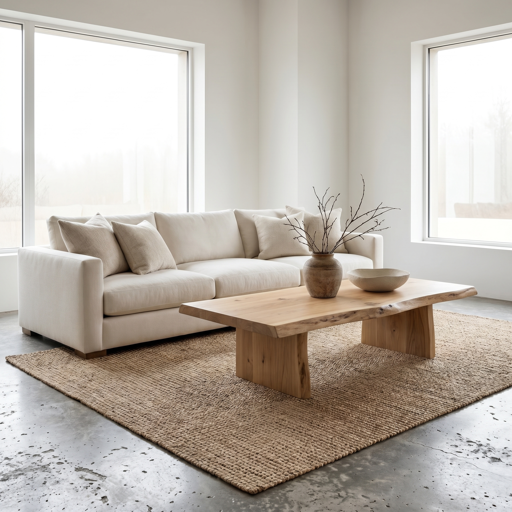 Rustic Wooden Coffee Table With Simple Solid Wood Design For Living Room SINLHACF371