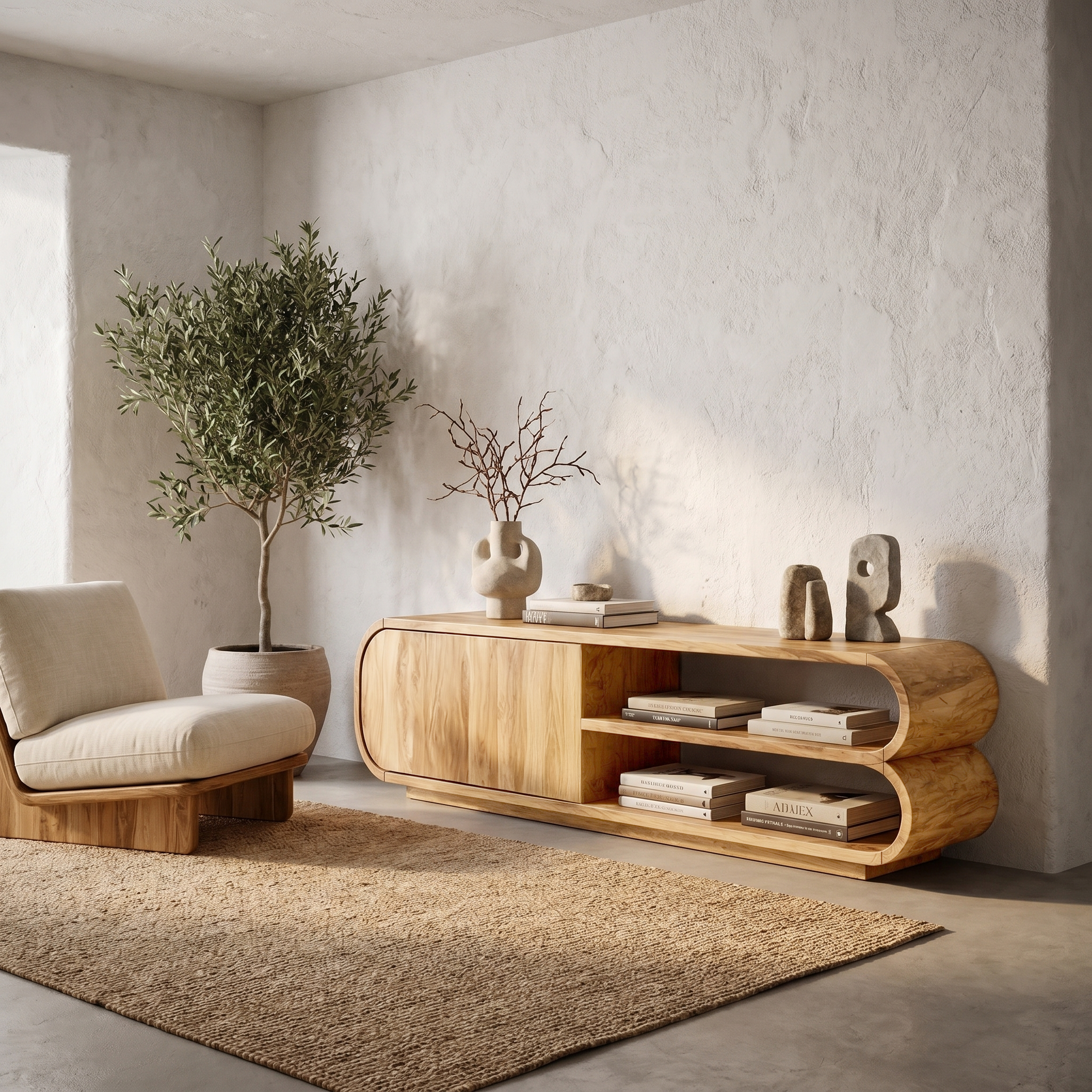 Contemporary TV Cabinet With Open Storage For Living Room SINLHATC038