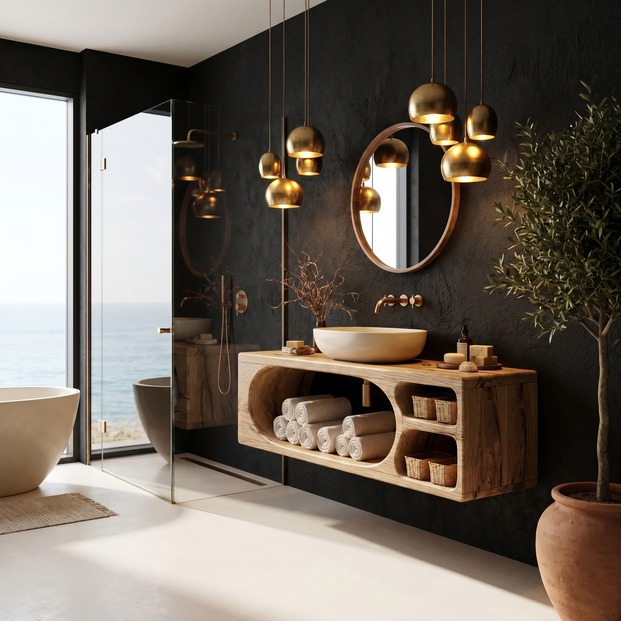 Organic Bathroom Vanity With Built In Storage Shelves For Bathroom SINLHABRV309