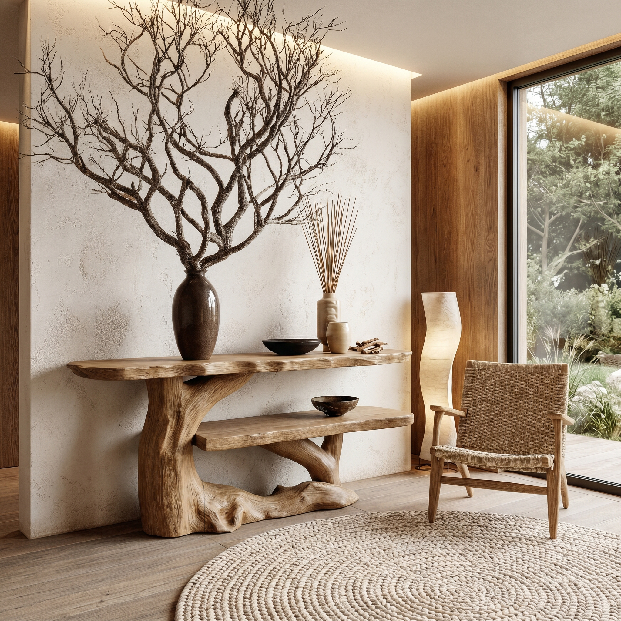 Nature Inspired Console Table With Sculptural Wood Branch Design For Hallway SINLHACS614