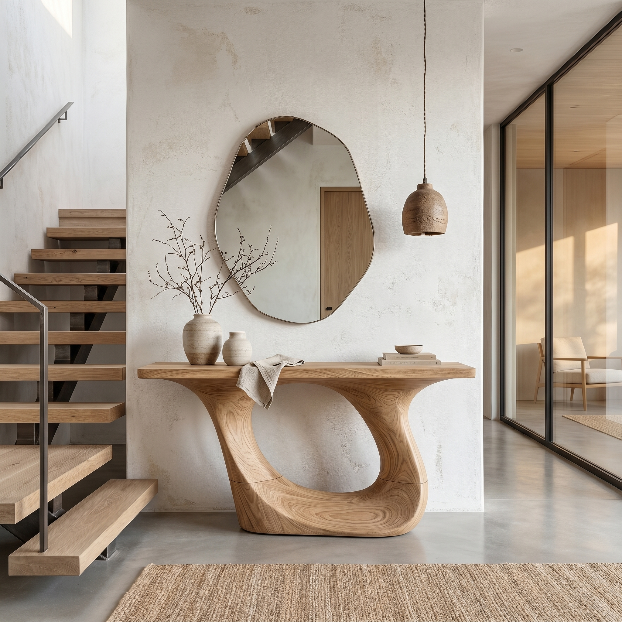 Contemporary Console Table With Unique Curved Structure For Entryway And Living Room SINLHACS572