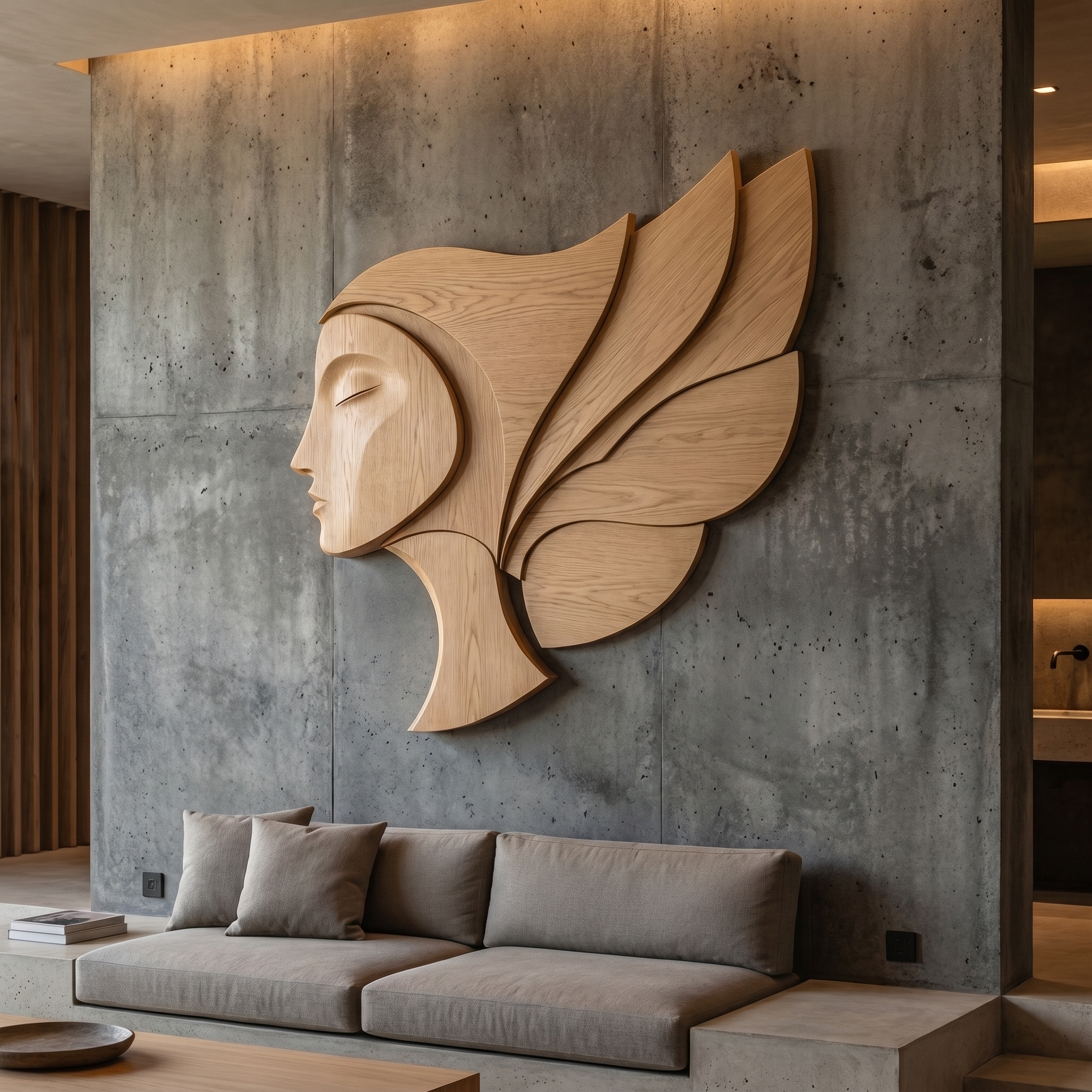 Unique Abstract Woman Face Wooden Wall Decor For Living Room SINLHAWD072