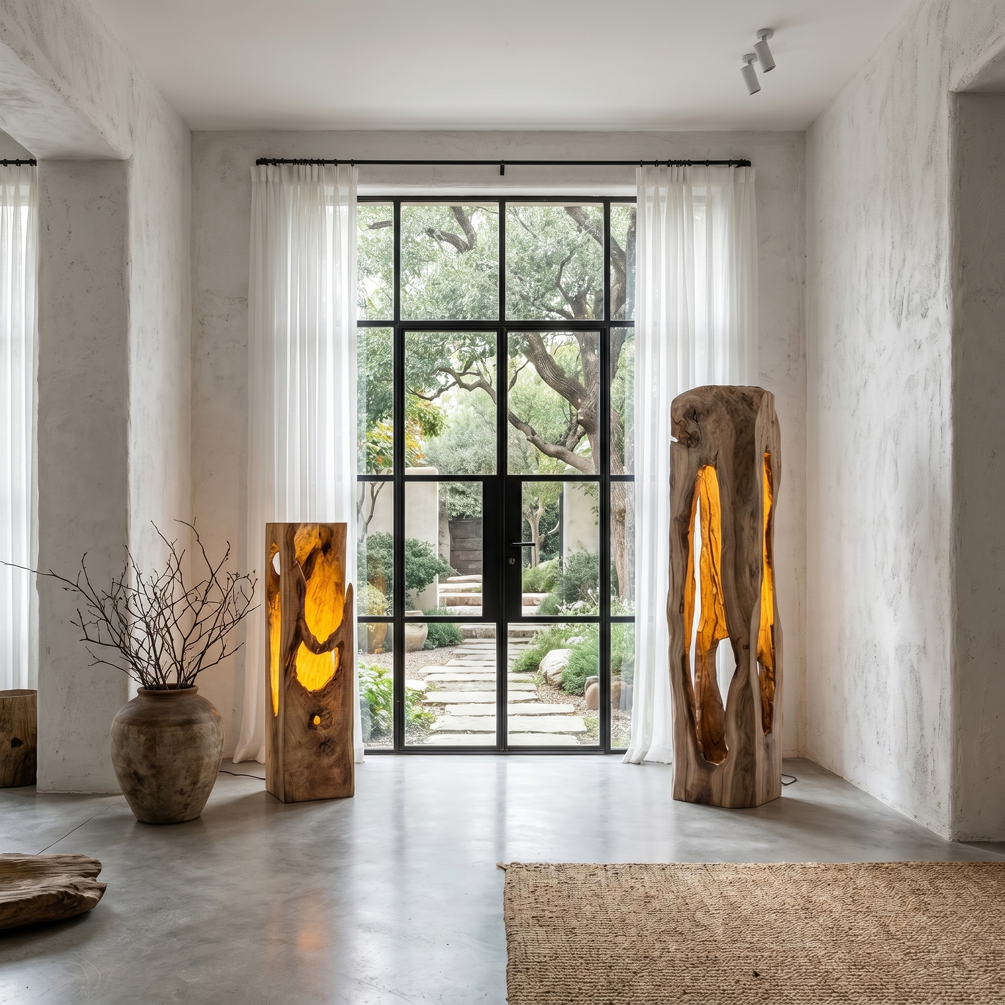Rustic Floor Lamp With Natural Tree Trunk Design For Living Room And Bedroom SINLHAFLP084