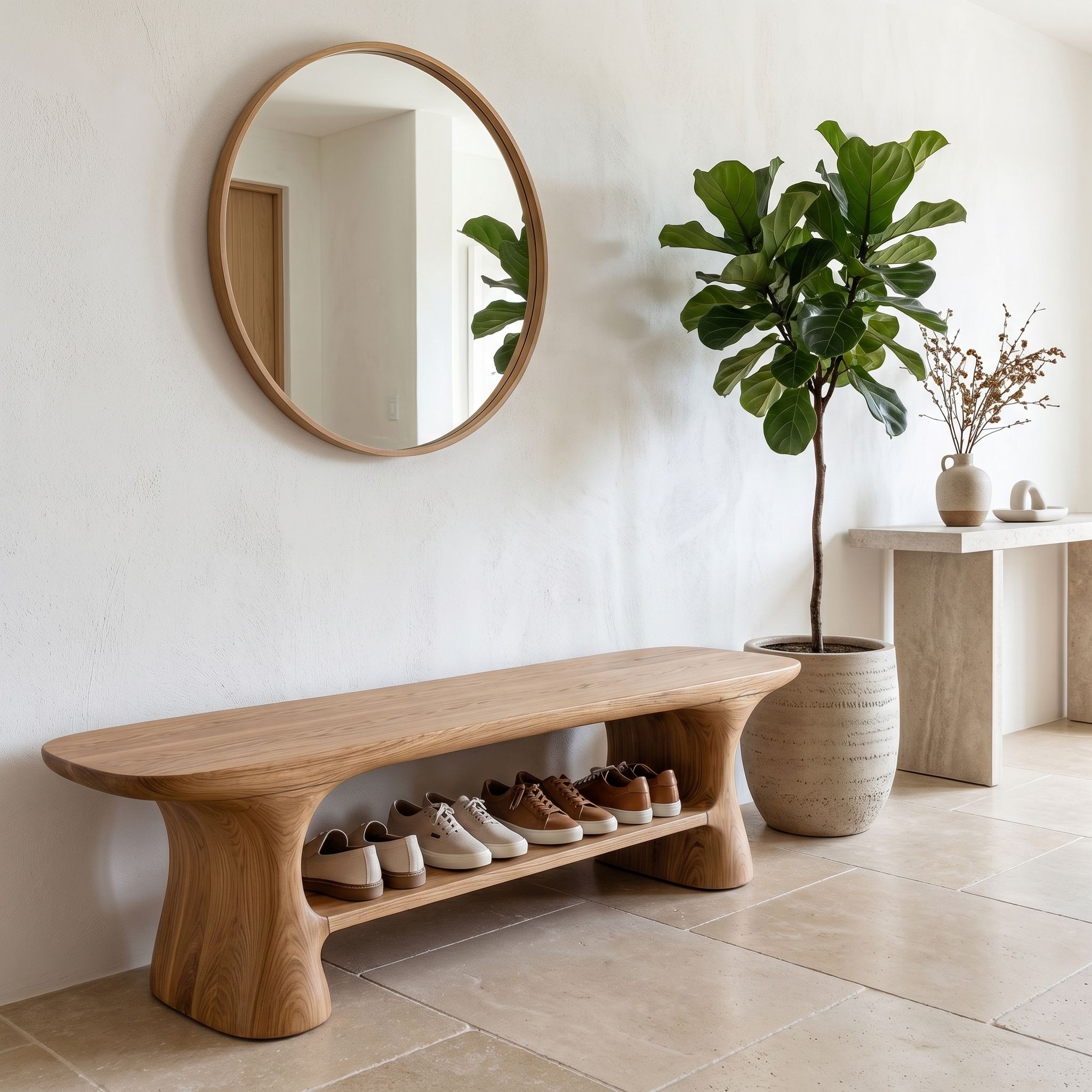 Modern Shoe Organizer Bench With Multi Tier Storage SINLHASB093