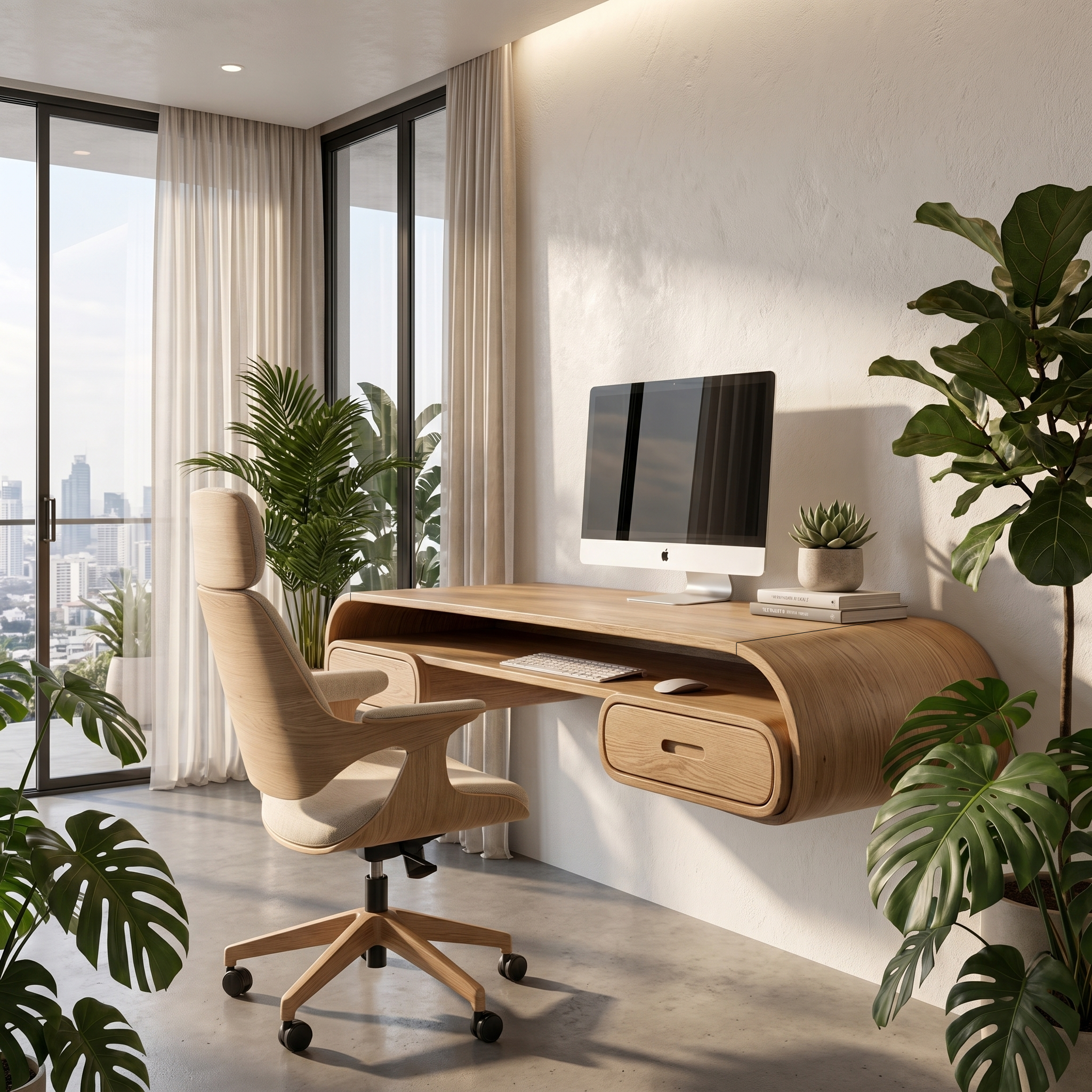 Minimalist Wall Mounted Desk With Built In Drawers For Home Office SINLHADK125