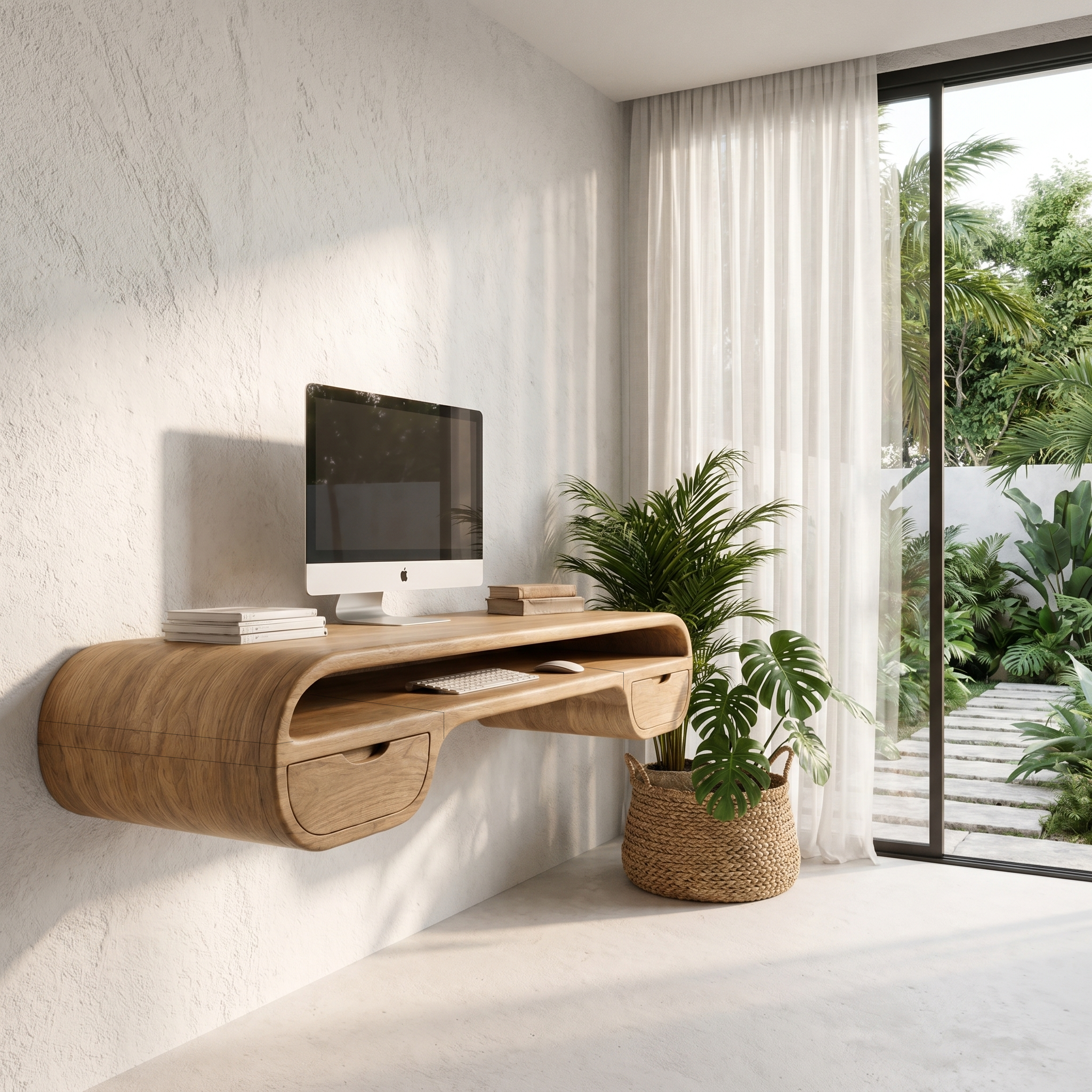 Contemporary Floating Desk With Integrated Drawer Storage For Workspace SINLHADK126