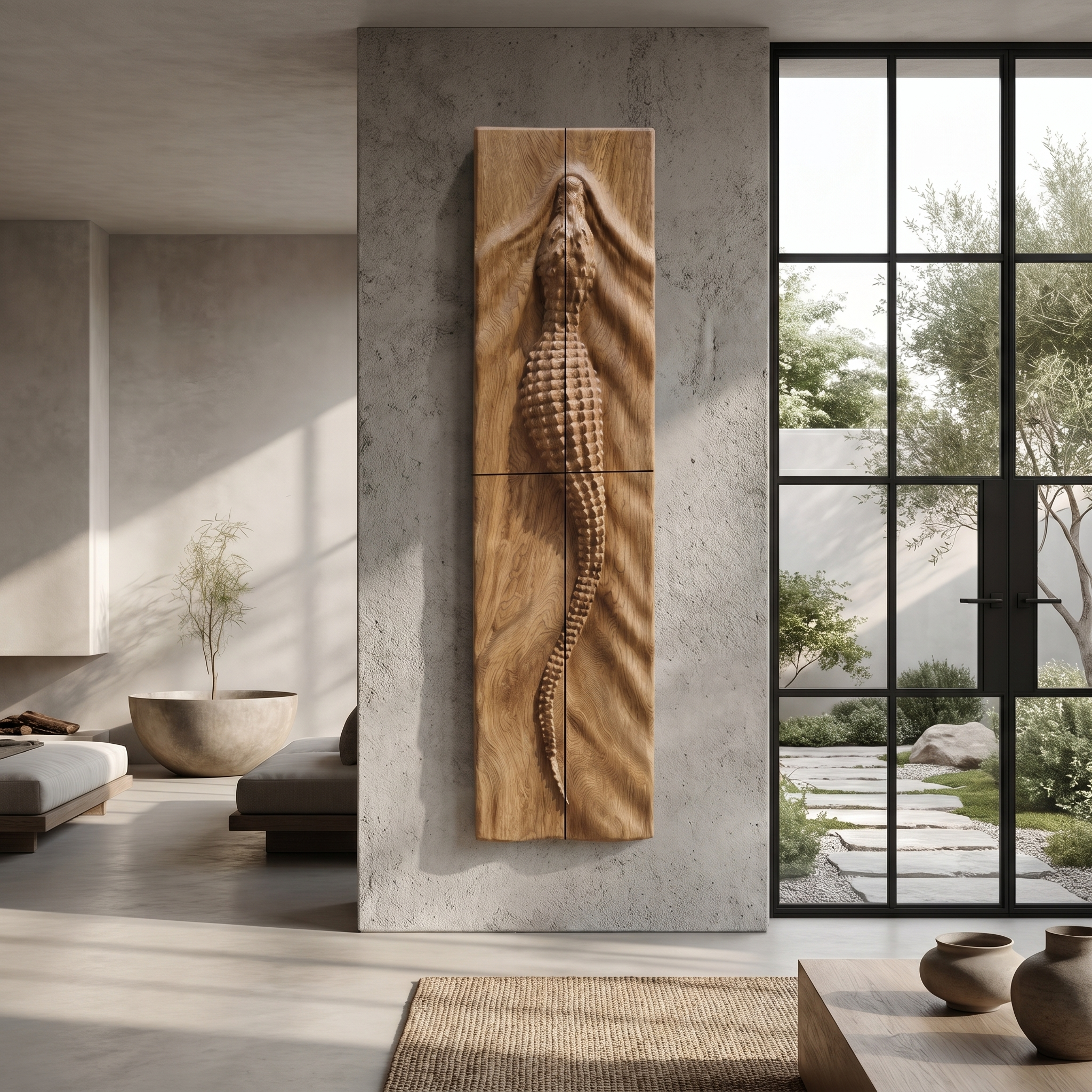 Abstract Wooden Wall Art Panel With Sculptural Organic Relief Design For Living Room And Entryway SINLHAWD102