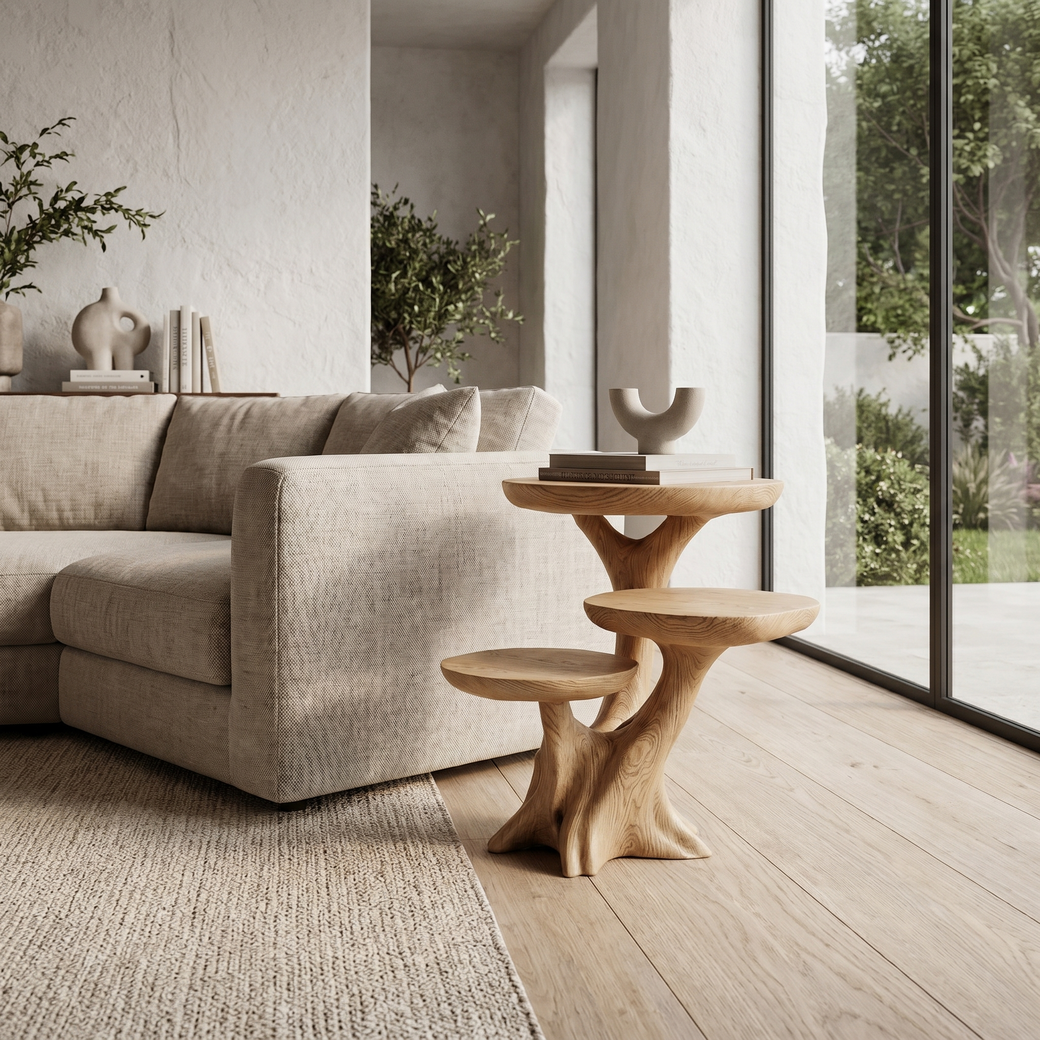 Rustic Tree Root Side Table With Sculptural Solid Wood Design For Living Room And Bedroom SINLHABT246