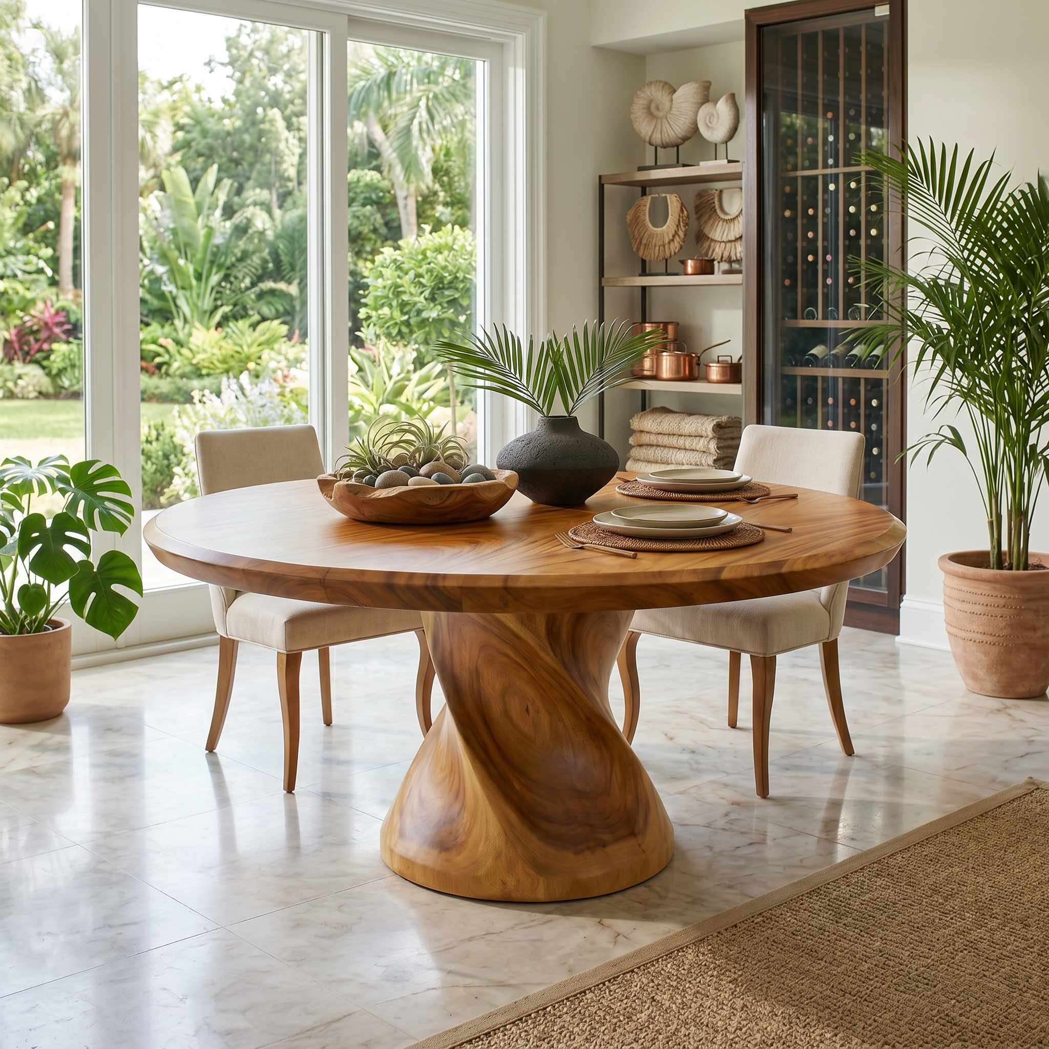 Sculptural Trestle Table For Tropical Dining Room SILDTTRDN073