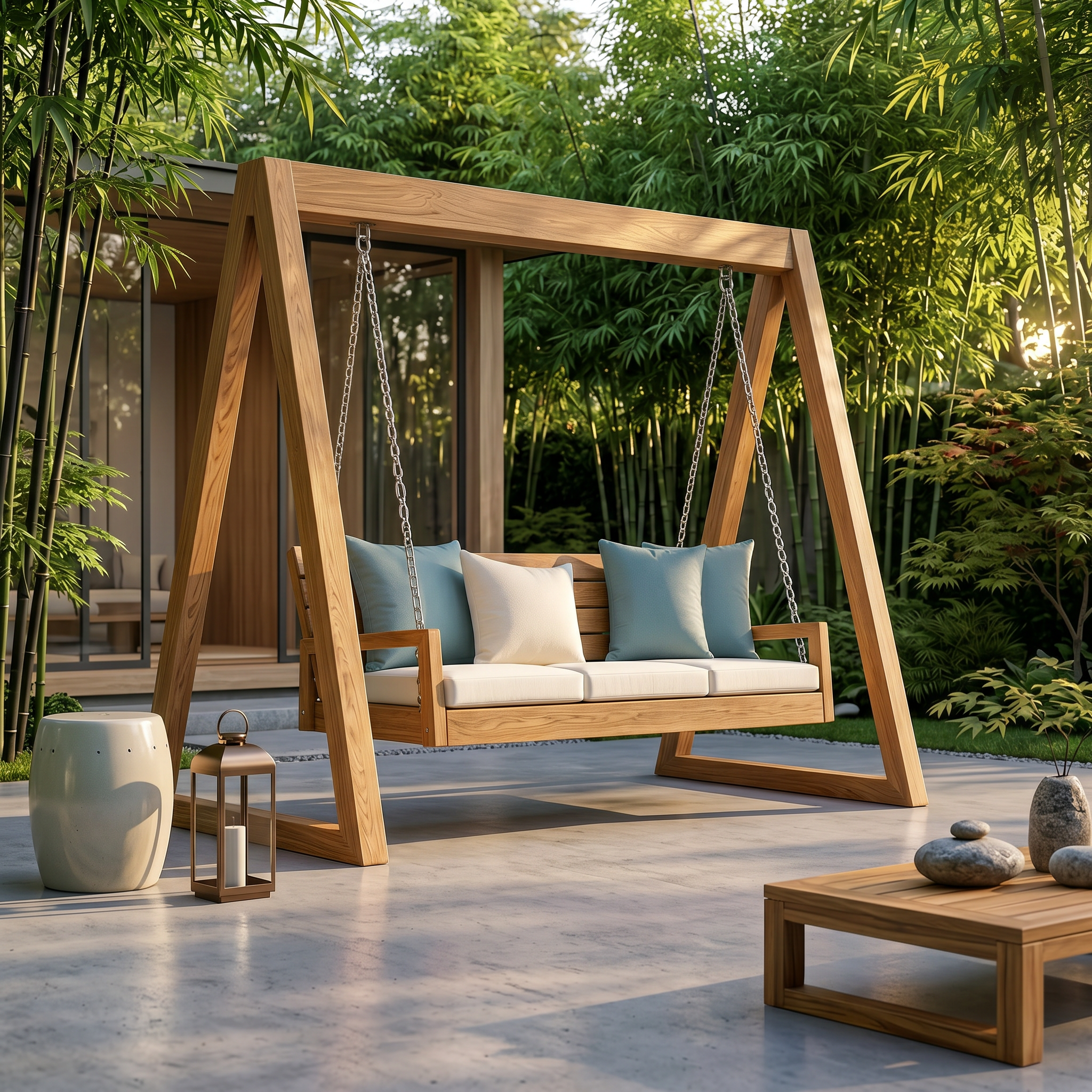 Tropical Wooden Garden Swing Backyard Lounge Seating SILDTTRSWI011