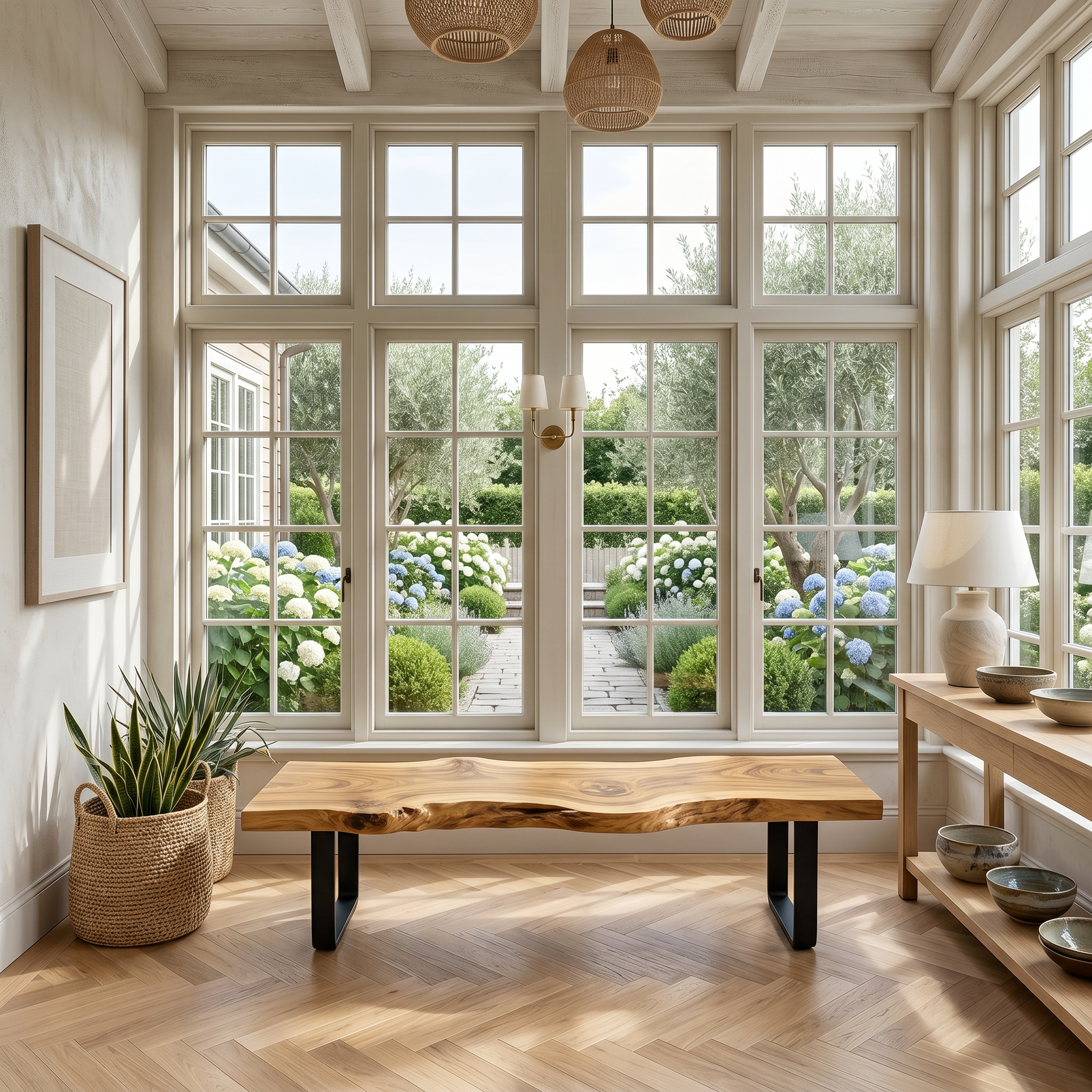 Contemporary Live Edge Long Bench For Sunroom Interior Area SILDTTNBEN017
