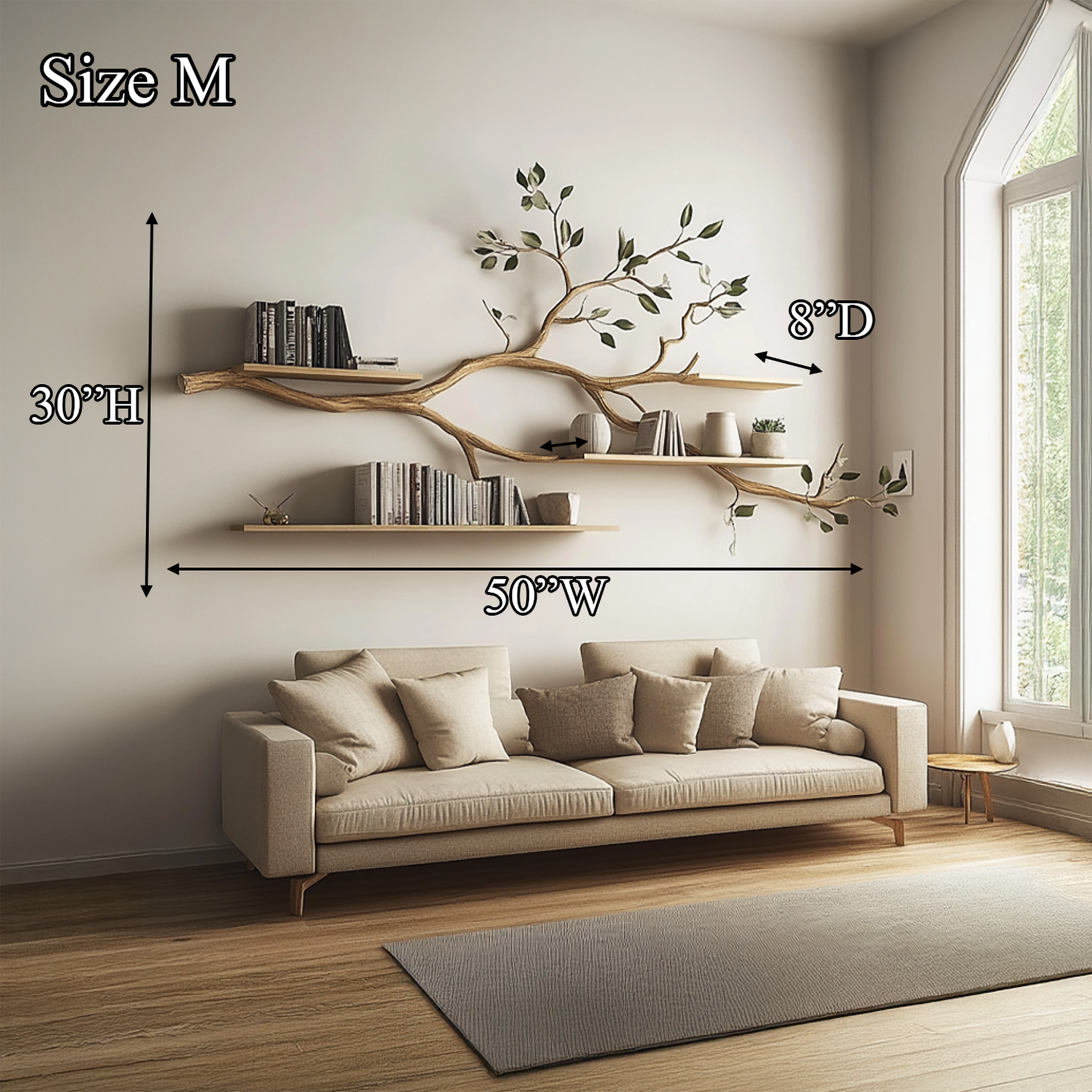Rustic Tree Floating Wall Shelf Living Room SINLSATBS052