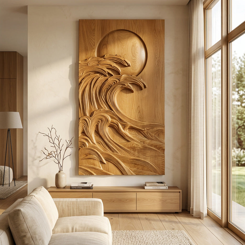 Modern Coastal Ocean Wave Wood Wall Art For Home Decor RTTHHNWA189