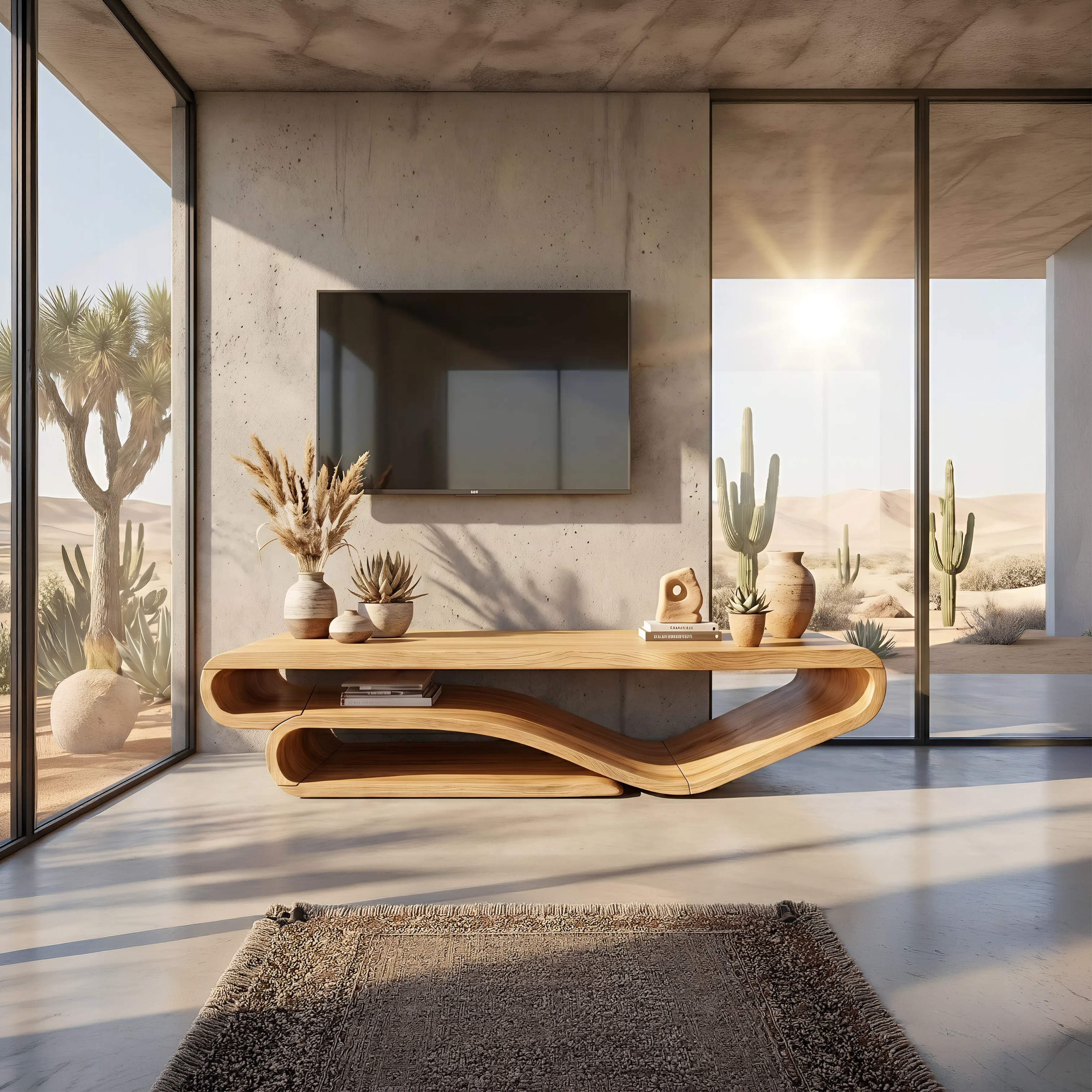 Scandinavian Sculpted TV Console For Living Space SILDTTNTVC120