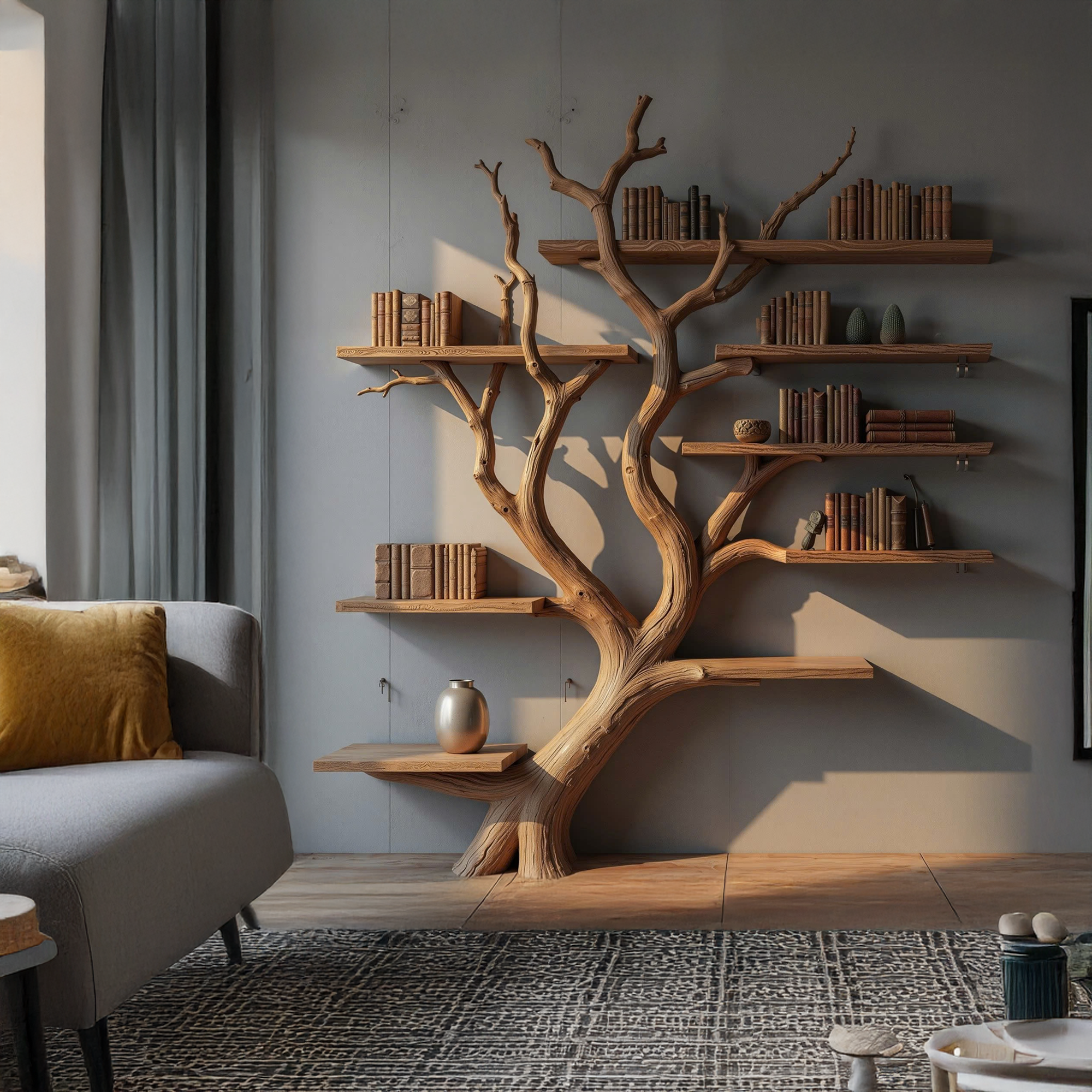Custom Wood Shelf Tree Branch Shelf Mid Century Decor SINLTB128