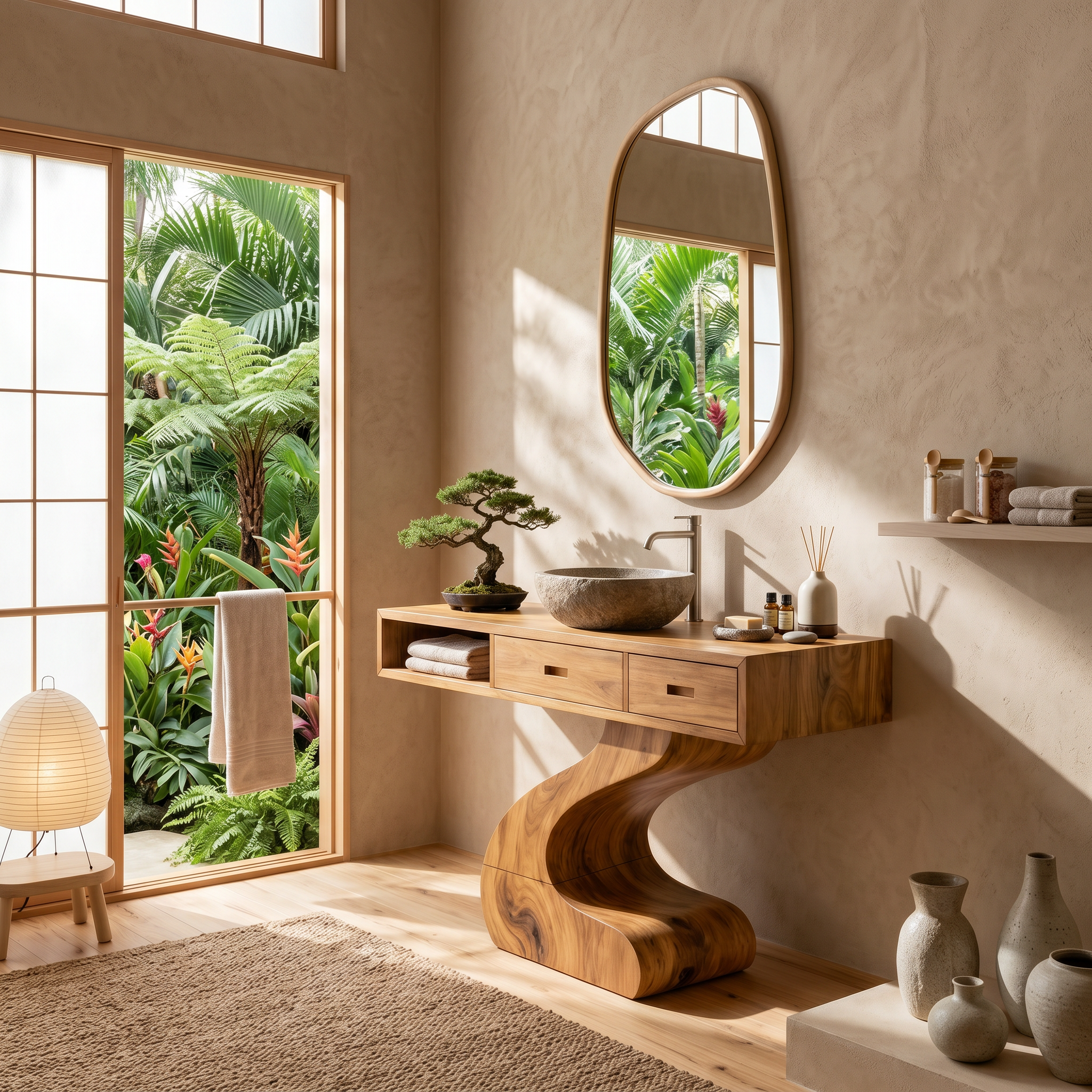 Contemporary Sculpted Vanity For Modern Bathroom Interior SILDTTNBRV058