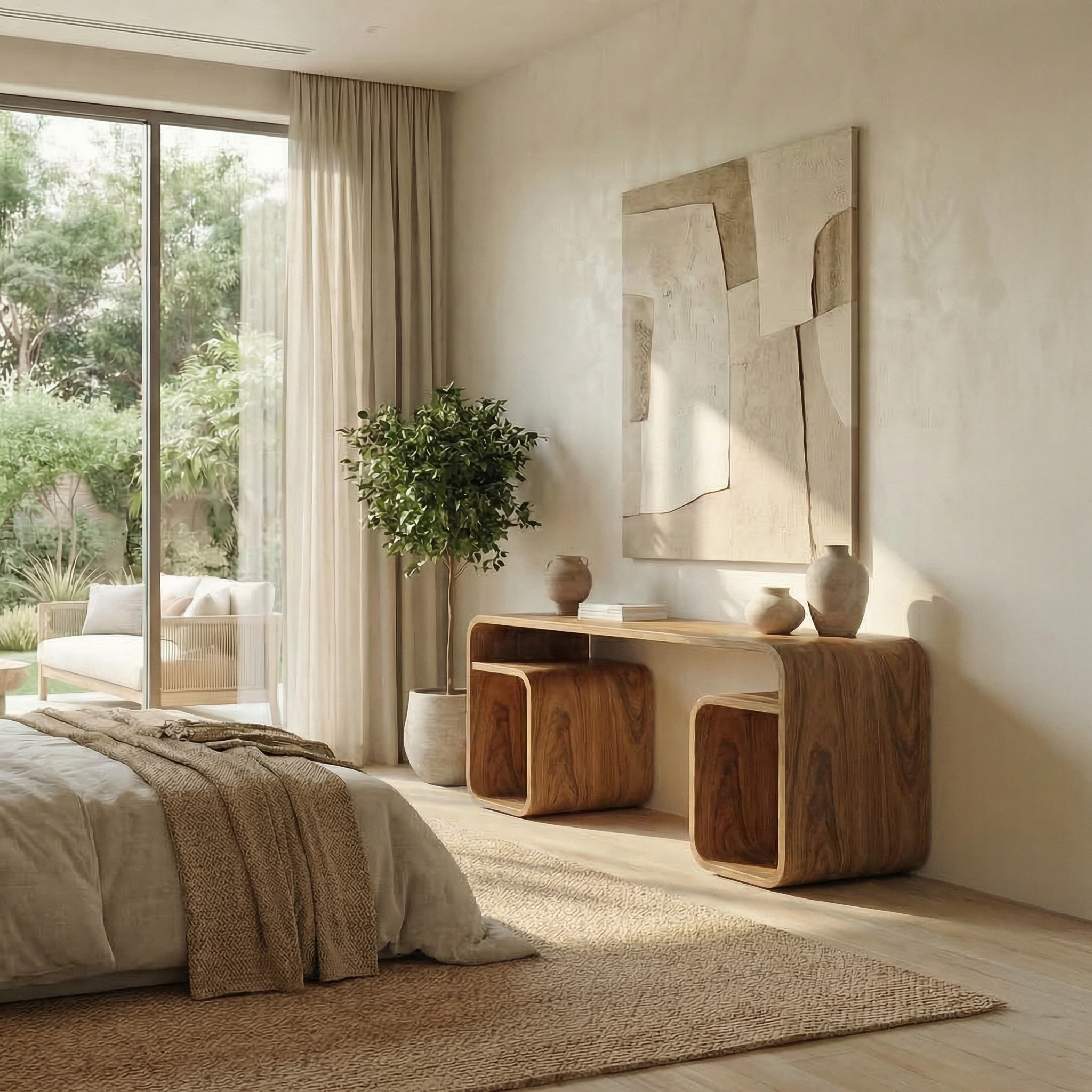 Japandi Curved Desk For Bedroom And Study Room SINLSADK094