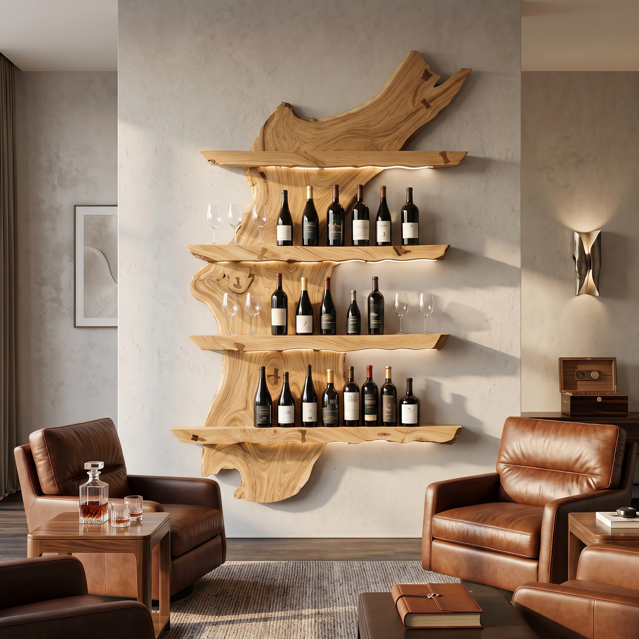 Mid Century Wine Rack For Kitchen Bar Wall Shelf SILDTTRWH025