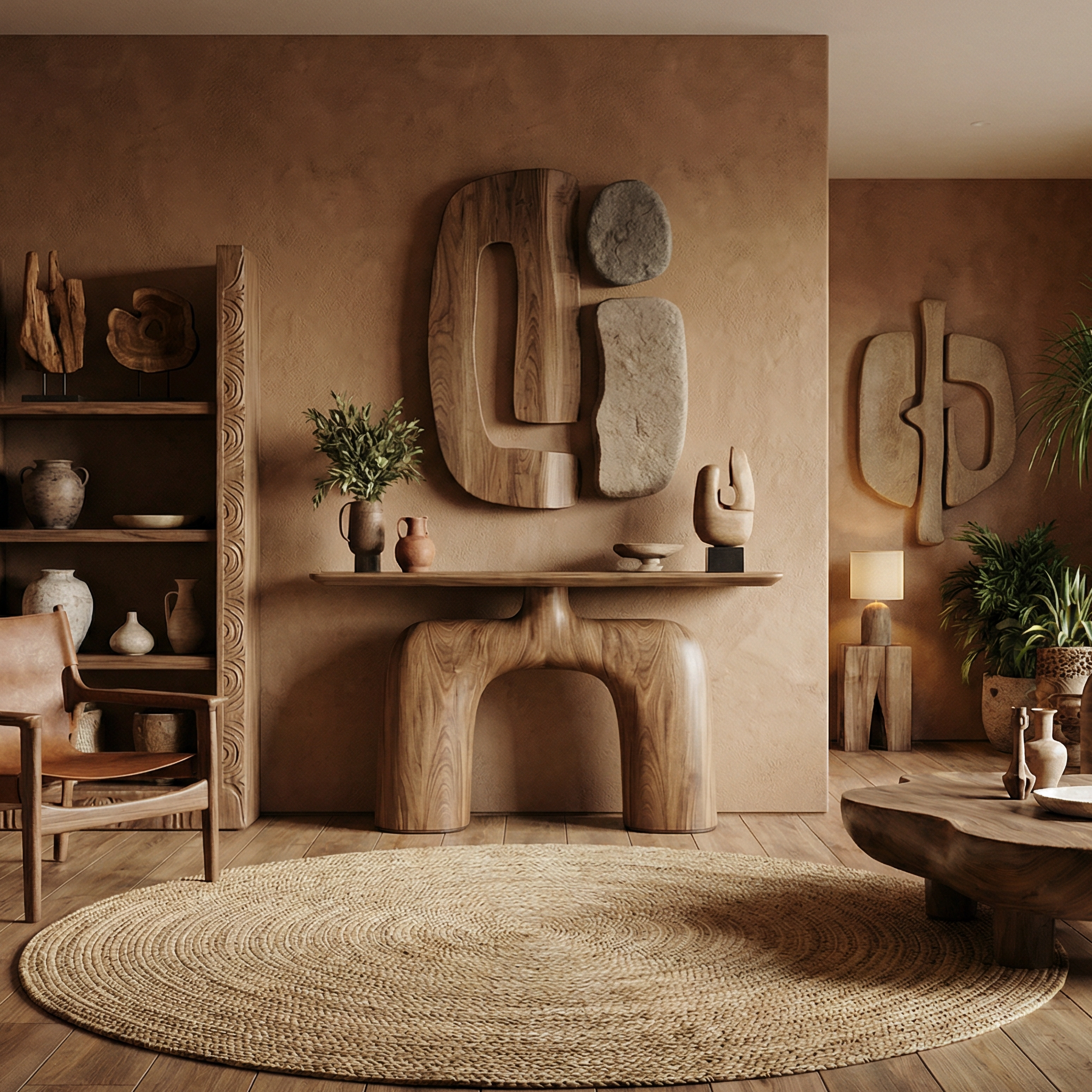 Organic Console Table Wooden Living Room SINLSACS528