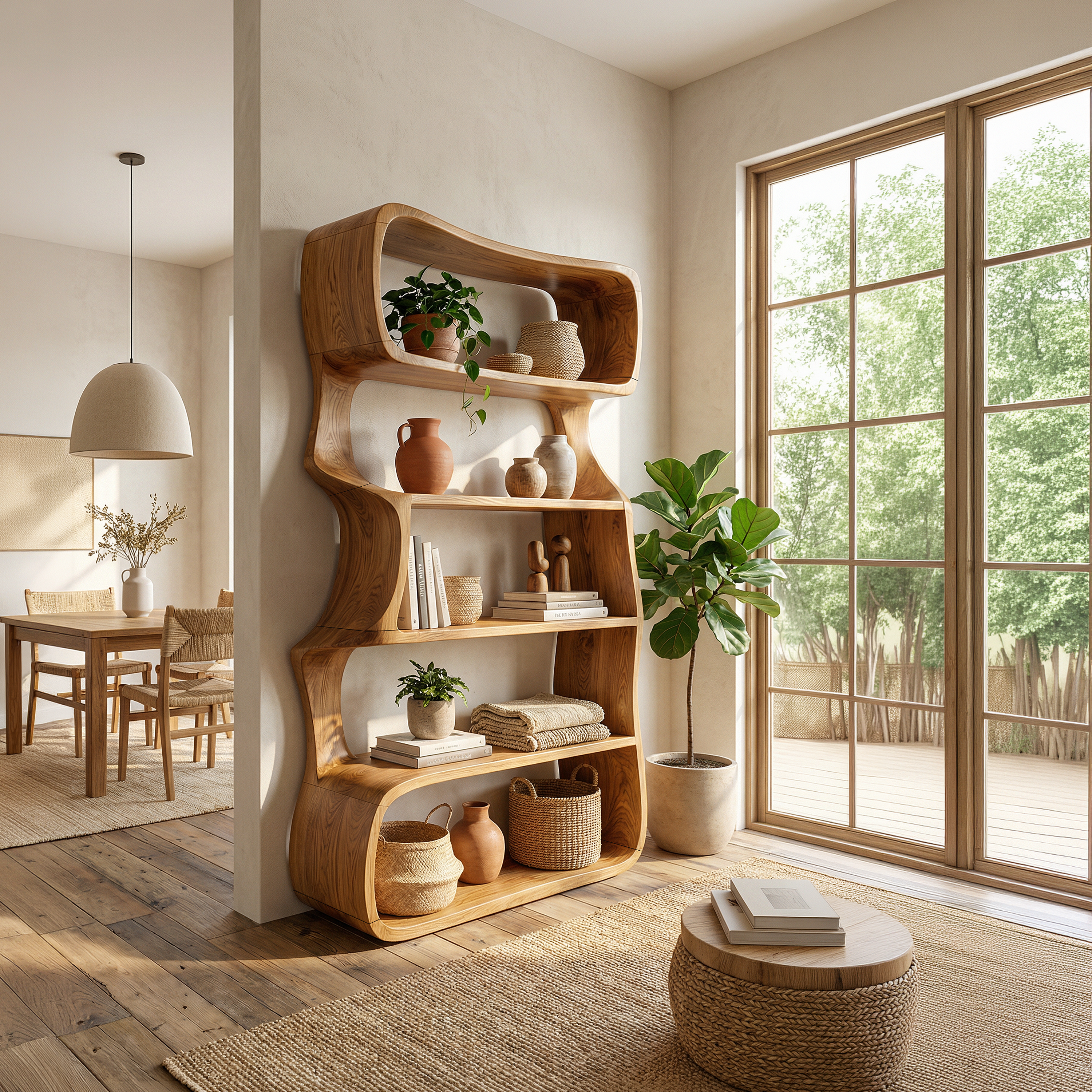 Organic Wooden Bookshelf For Home Storage Display SILDTTRBS022