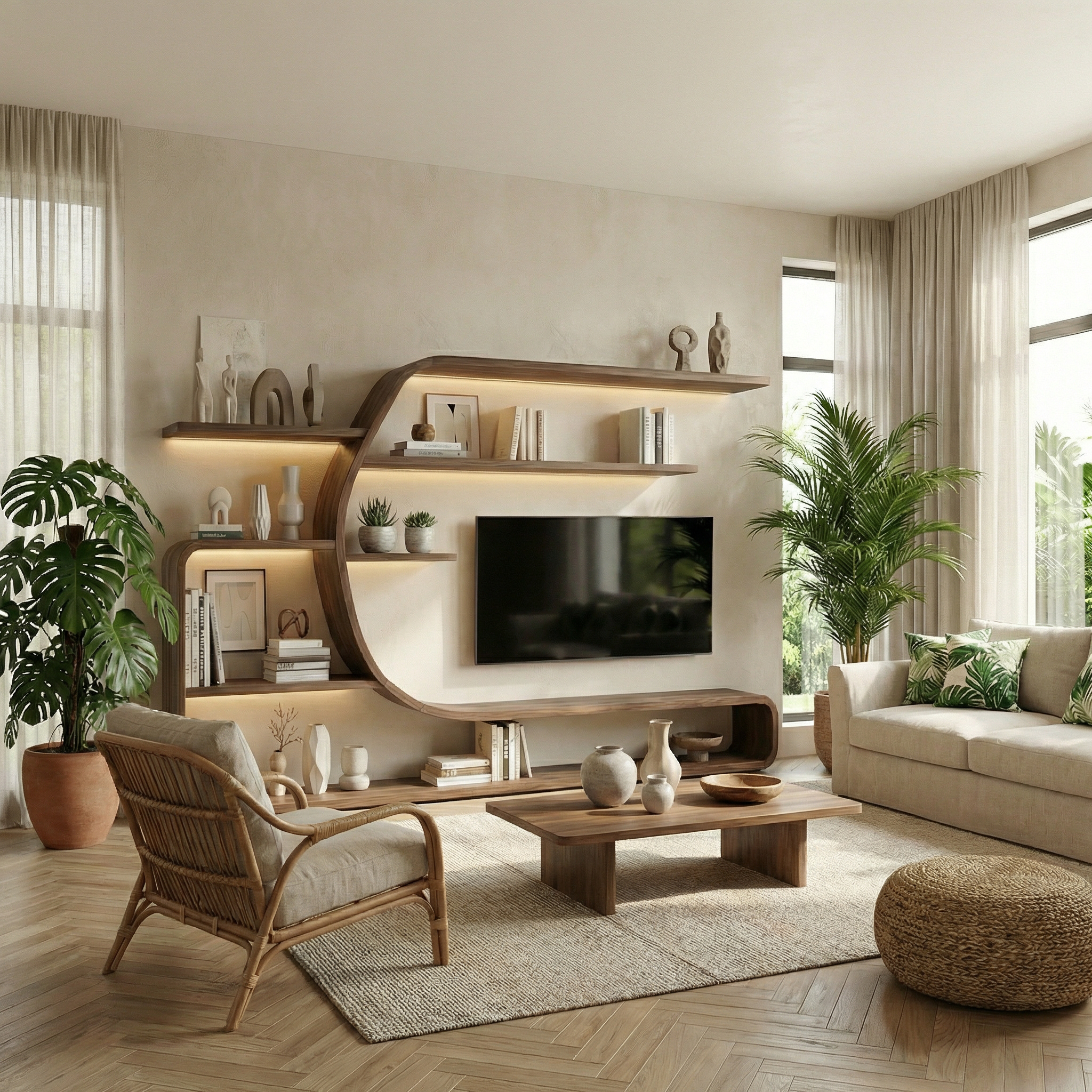 Mid Century Wall Mounted TV Unit For Living Room And Lounge SINLSASC473