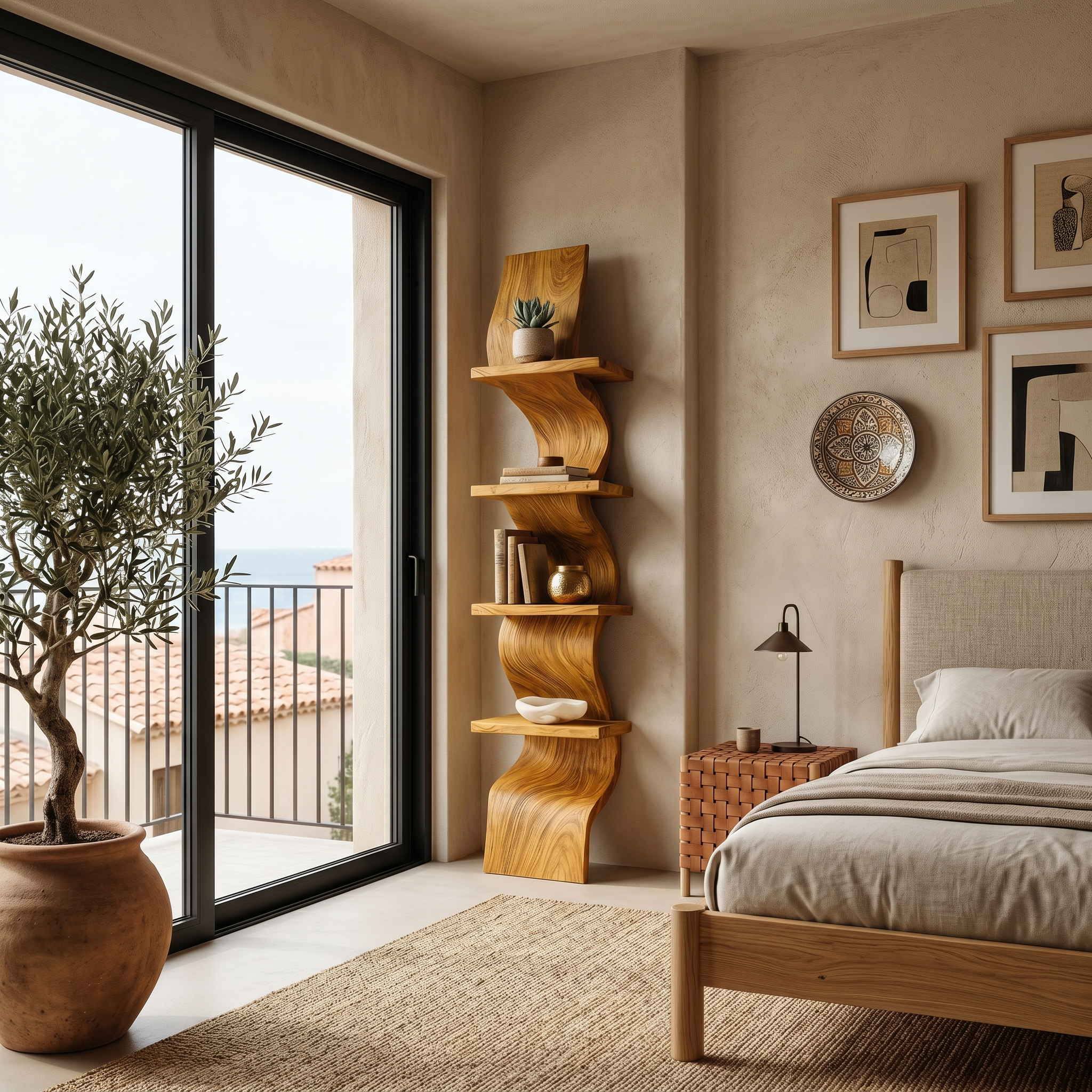 Modern Curved Floating Shelf For Statement Living Room RTTHTTFL026