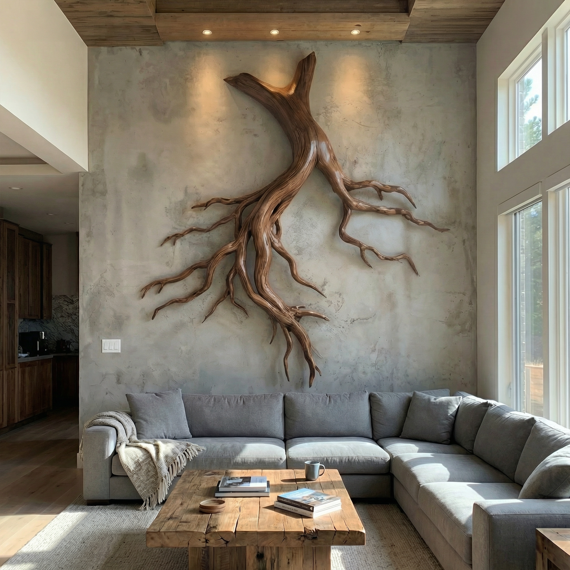 Mid Century Twisted Root Wall Sculpture Living Room SINLKIWD059