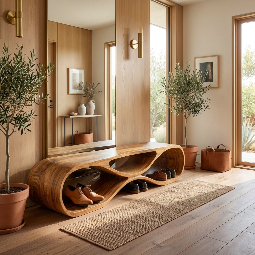 Wooden Bench Organic Sculptural Design For Home RTTHTTCHR092