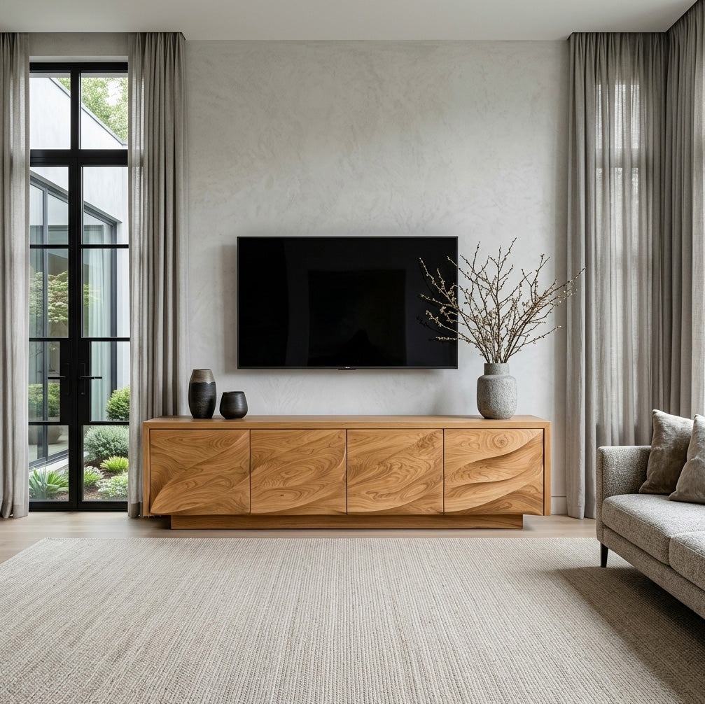 Modern Organic Wood TV Cabinet For Living Room RTTHHNTVC091