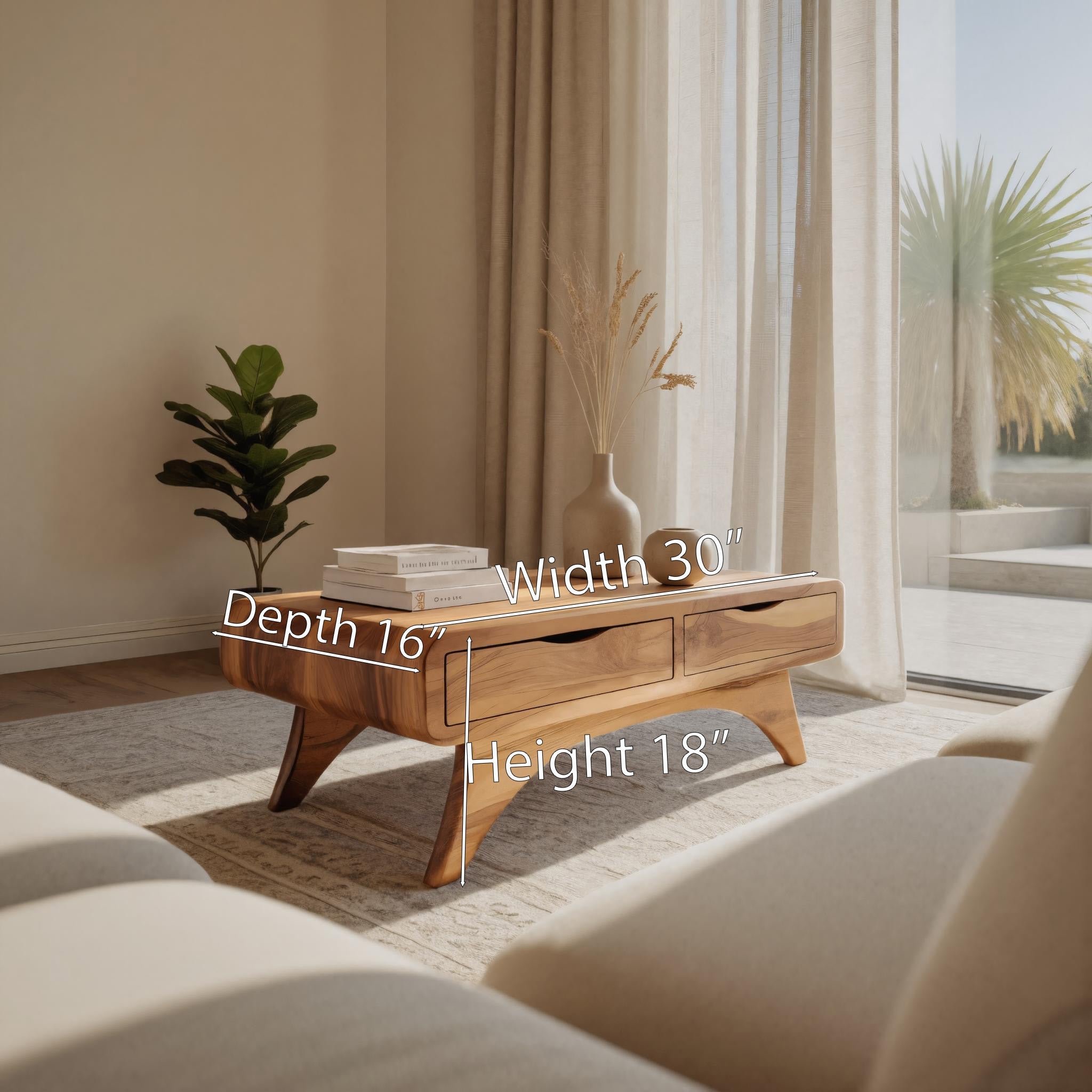 Handcrafted Coffee Table With Drawers For Living Room SITHHNCF012