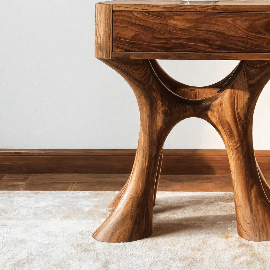 Unique Sculptural Side Table With Drawer For Living Room RTTHHNSTA001