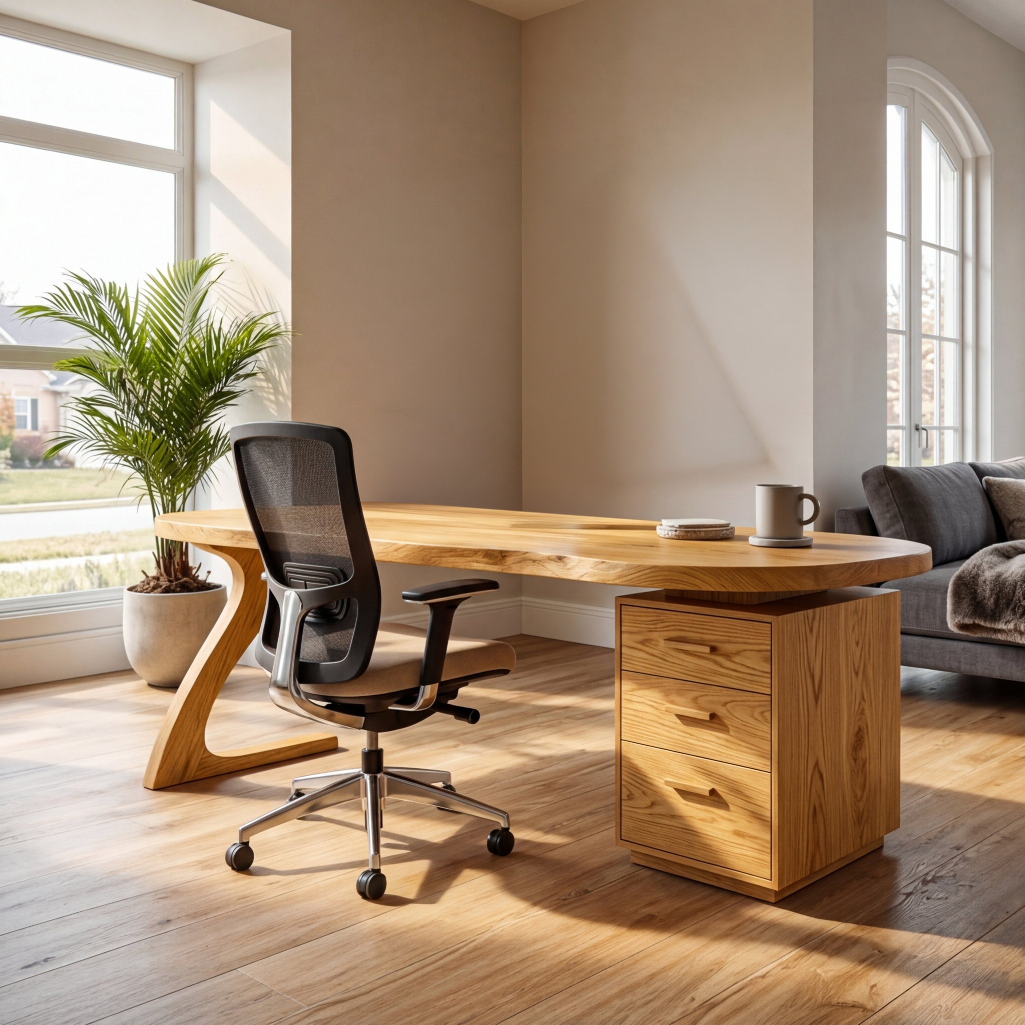 Modern Wooden Desk With Storage Drawers For Home Office RTTHTTDE070