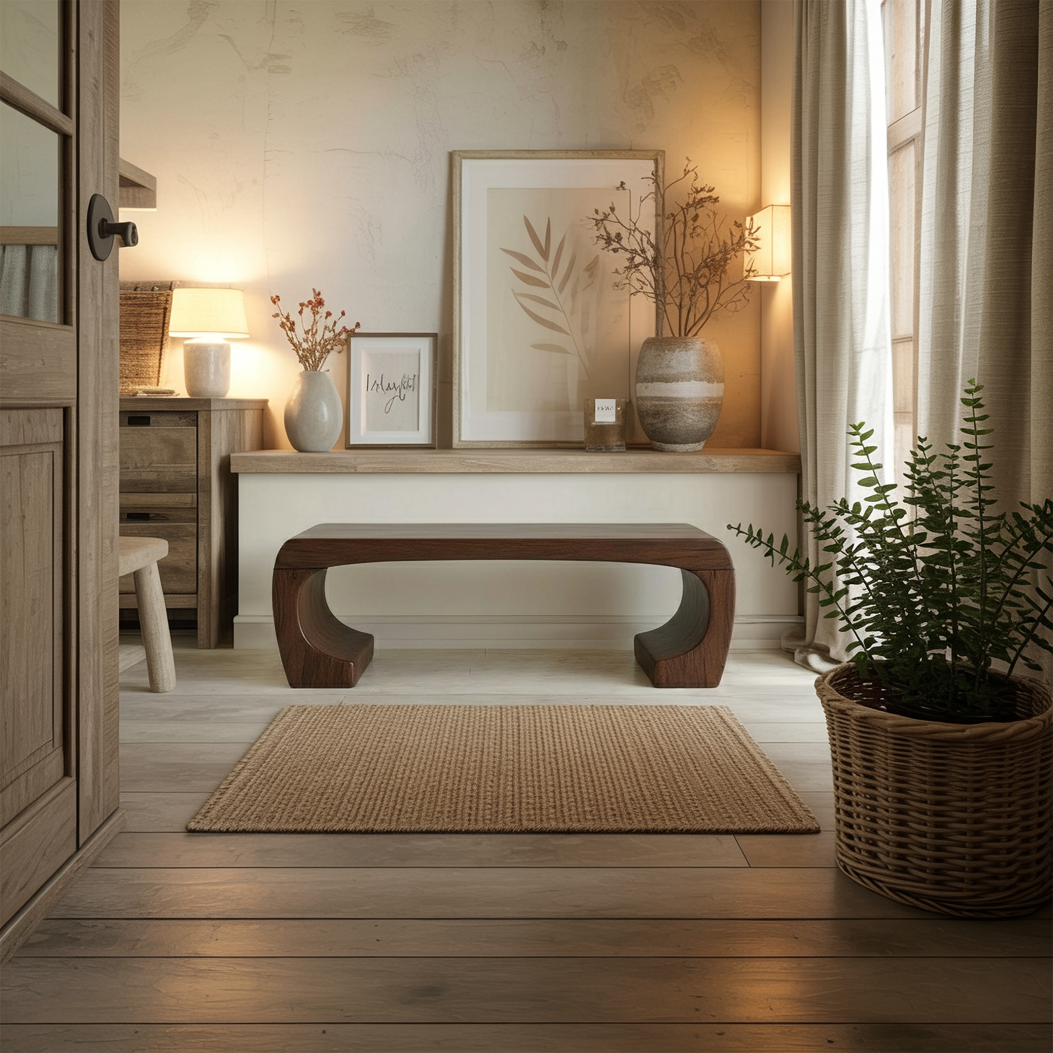 Mid Century Sculptural Bench For Living Room Or Entryway SINLSARS069