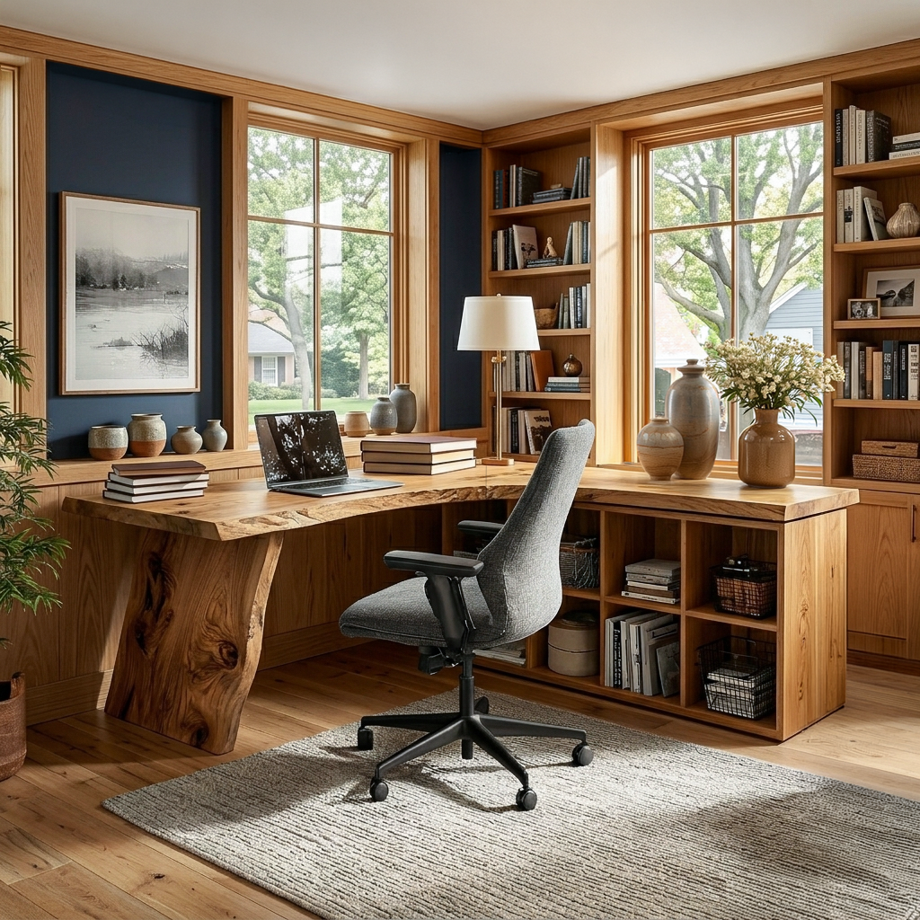 Minimalist Wooden Desk With Storage For Home Workspace RTTHTTDE073