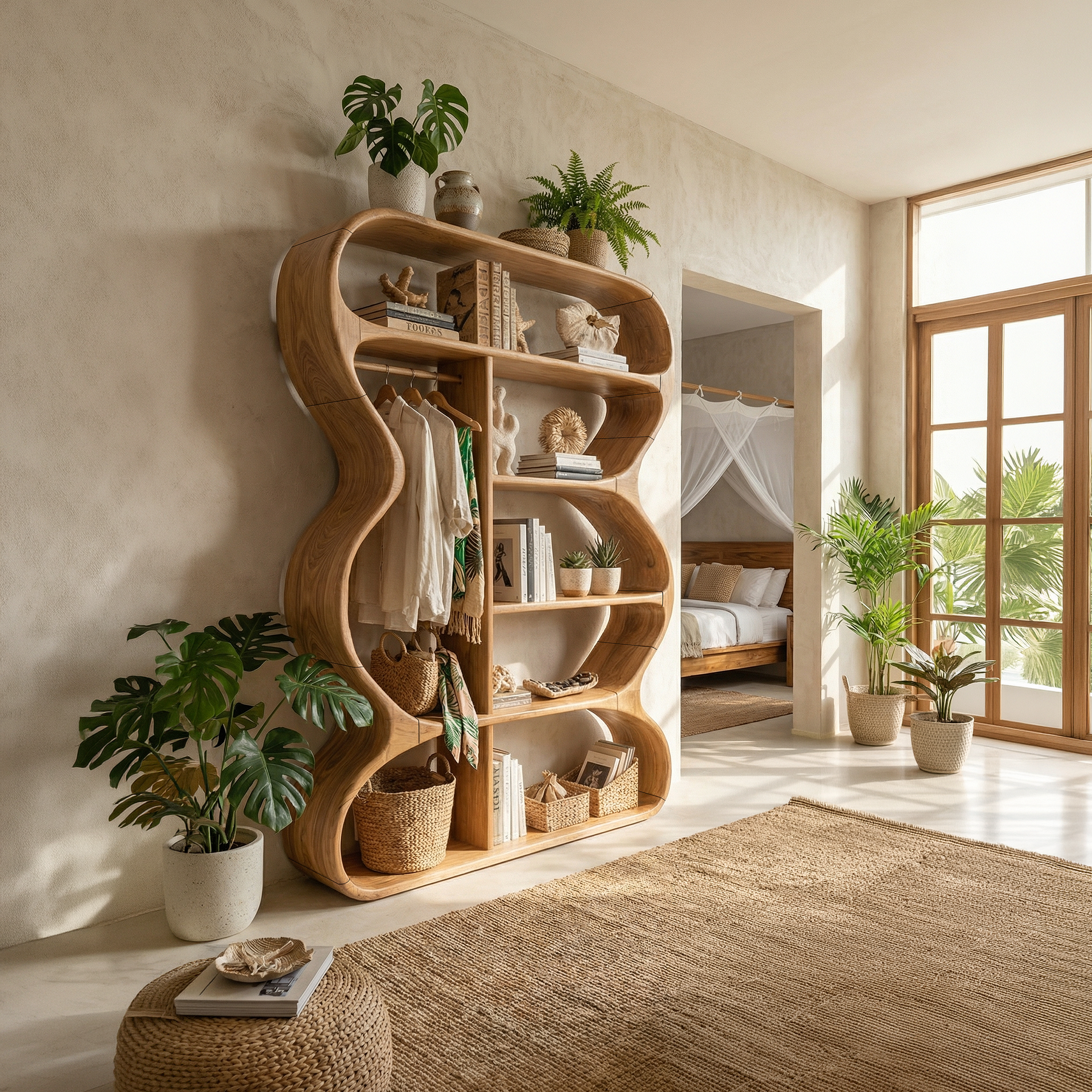 Rustic Farmhouse Sculptural Bookshelf Laundry Room Storage SILDTTRBS025