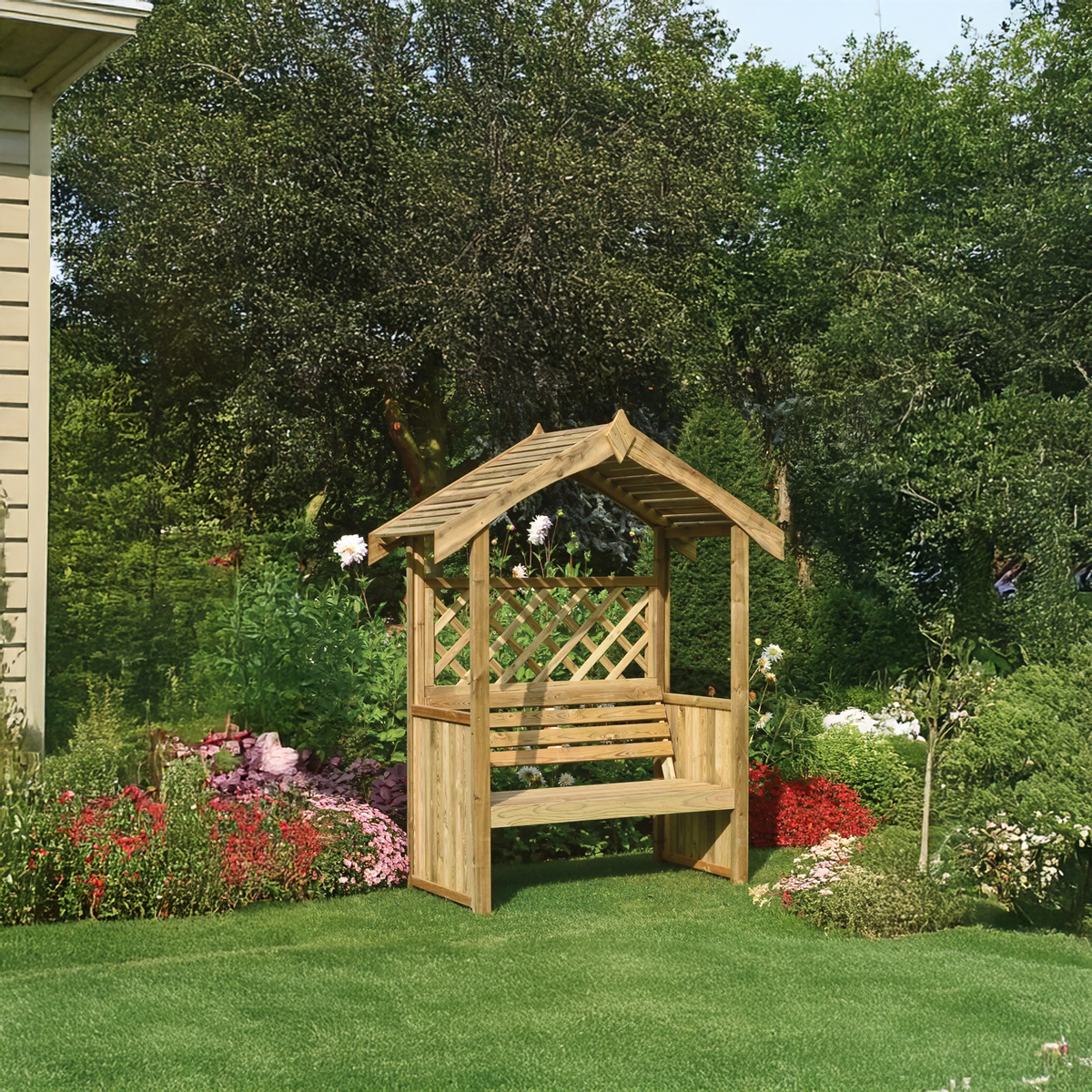Garden Arbour Bench Rustic Wooden Vintage Gift SINLSAGB001