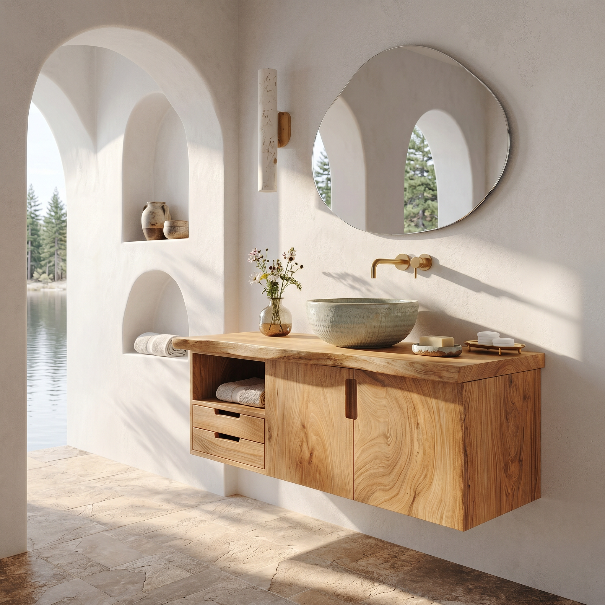 Modern Double Sink Vanity Lake House Bathroom SILDTTRBRV196