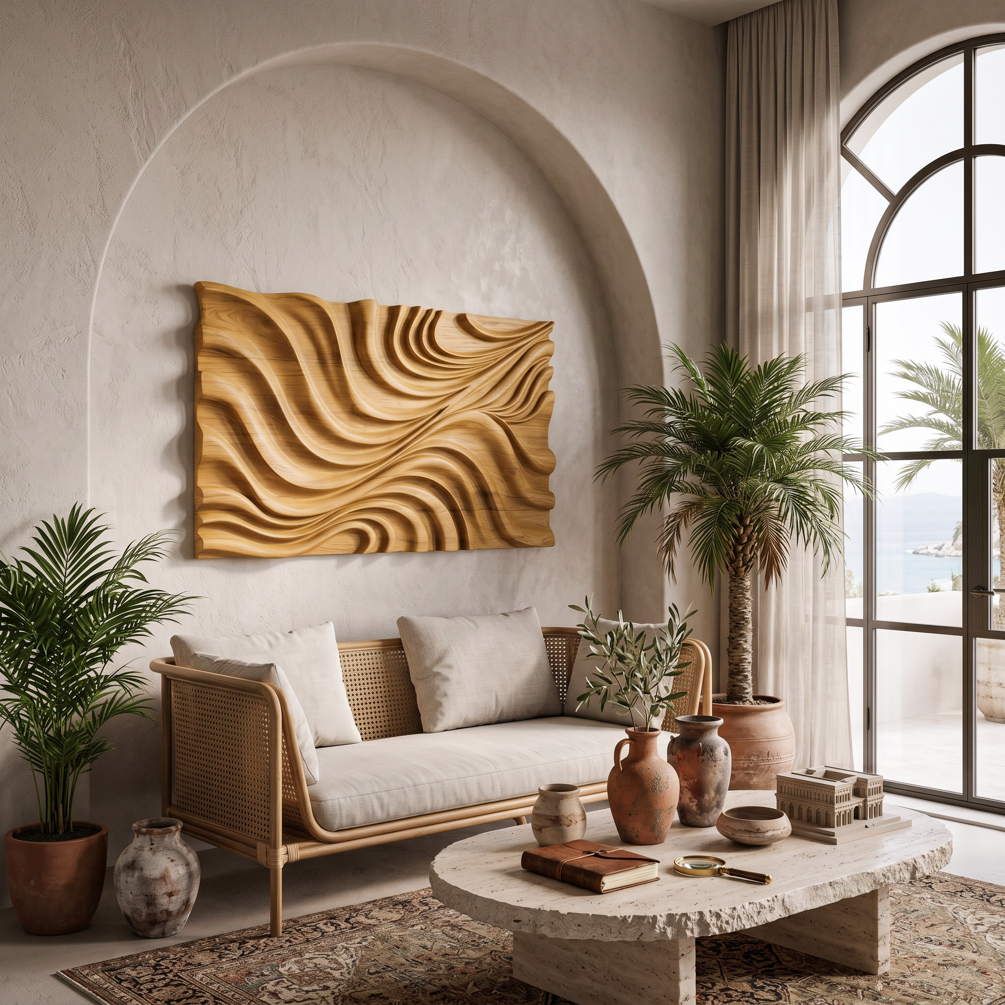 Elegant Wave Inspired Wall Sculpture for Modern Living Room SITHTTWA002