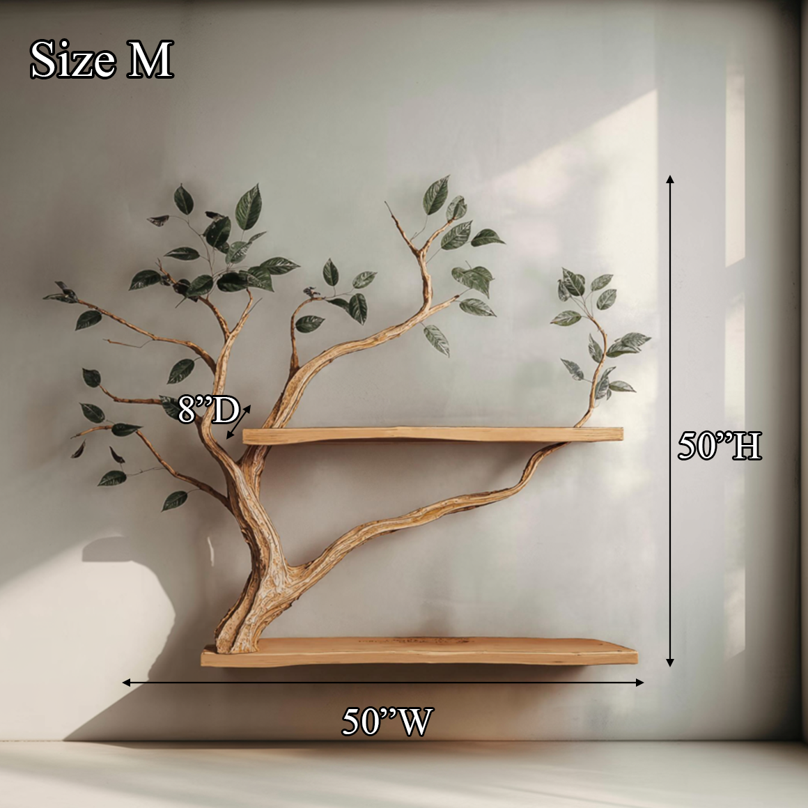 Rustic Sculptural Branch Display Shelf Solid Wood Living Room Interior Wall Feature SINLSATBS104SHNA