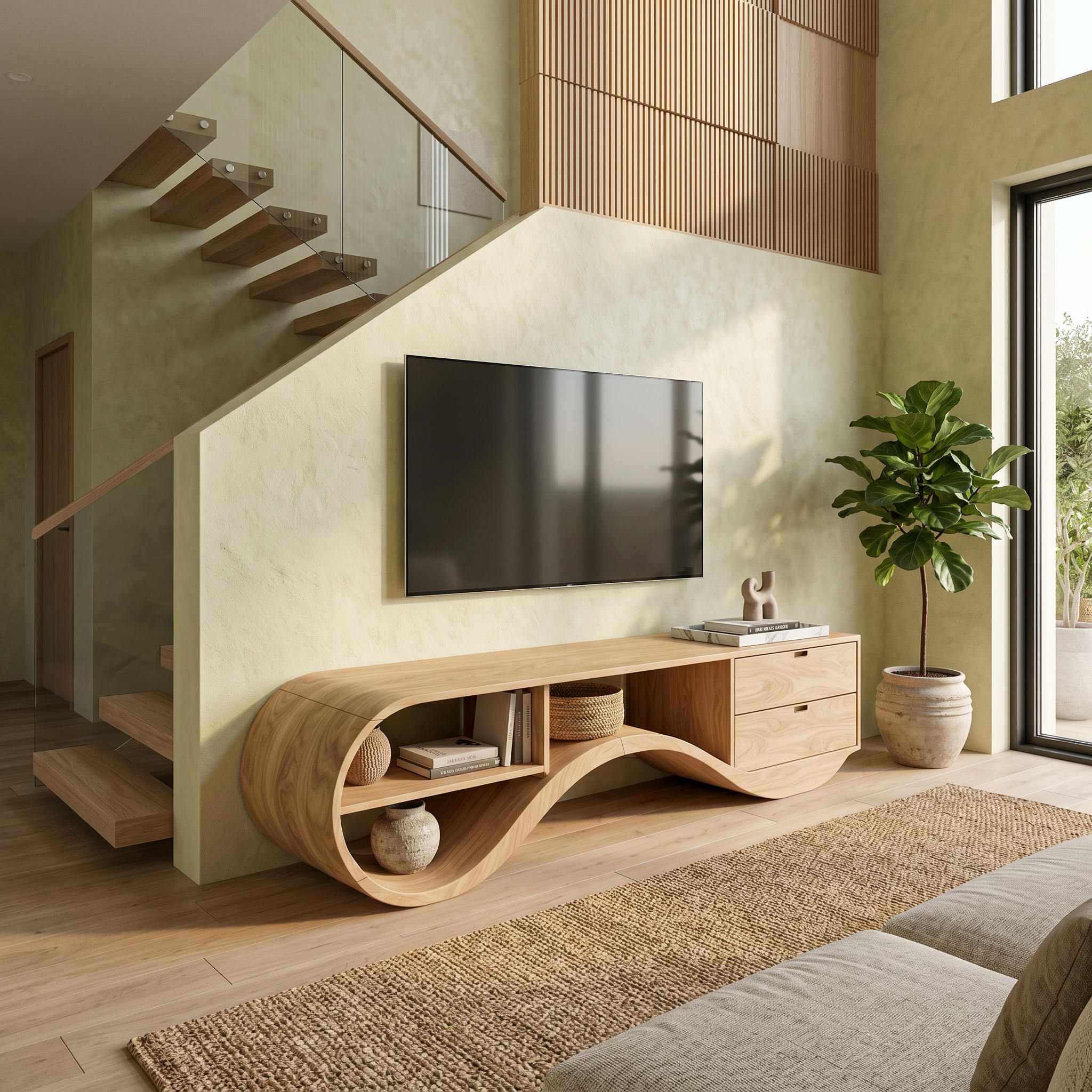 Minimalist Organic TV Console For Home Theater SILDTTNTVC133