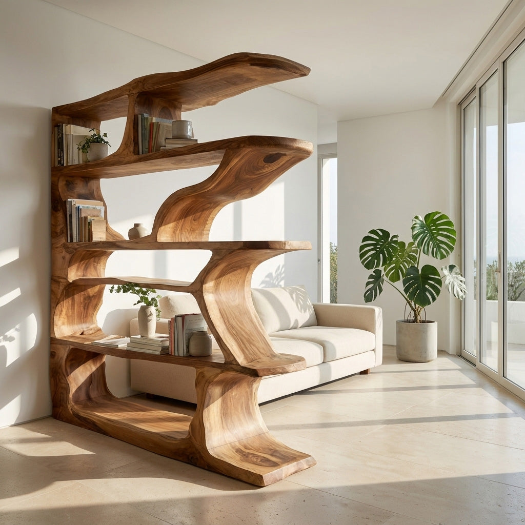 Contemporary Artistic Wooden Bookshelf For Living Room Storage RTTHHNBS179