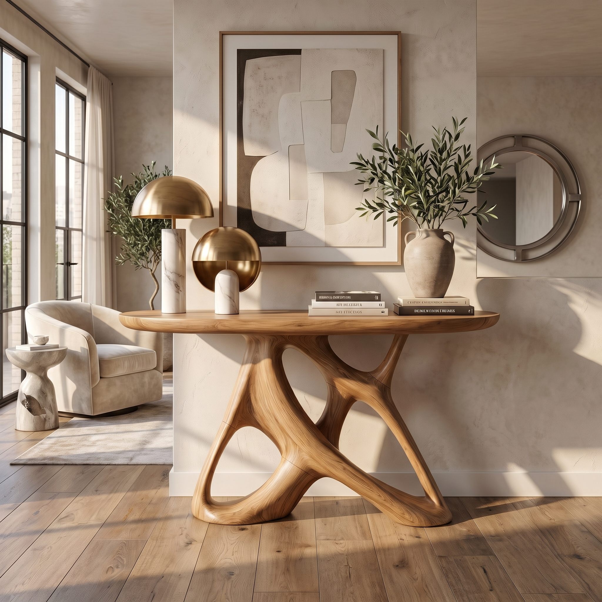 Organic Open Frame Console Table Designer Foyer SILDTTRCS088