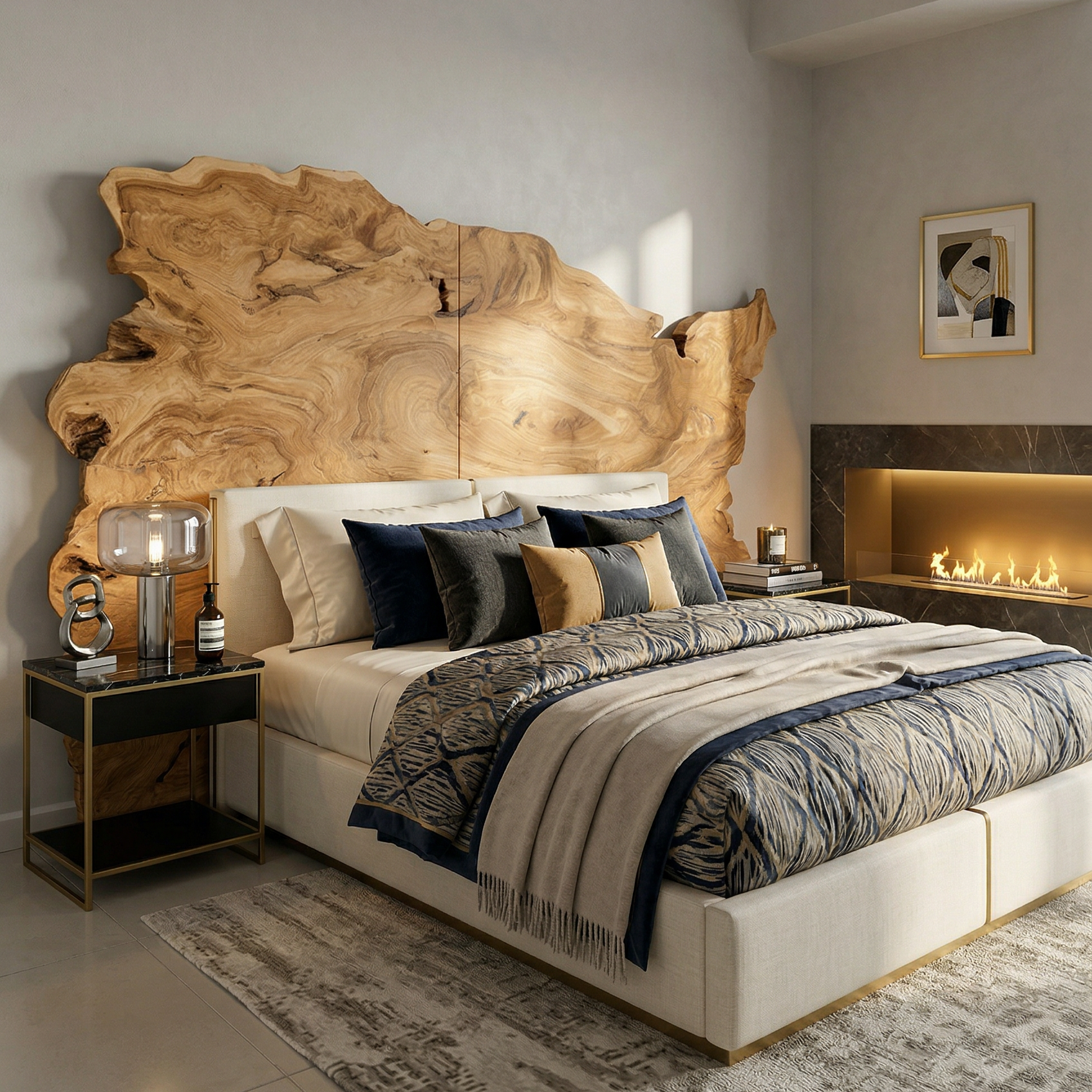 Organic Natural Wood Headboard For Minimalist Japandi Bedroom Design SILDTTRHB002