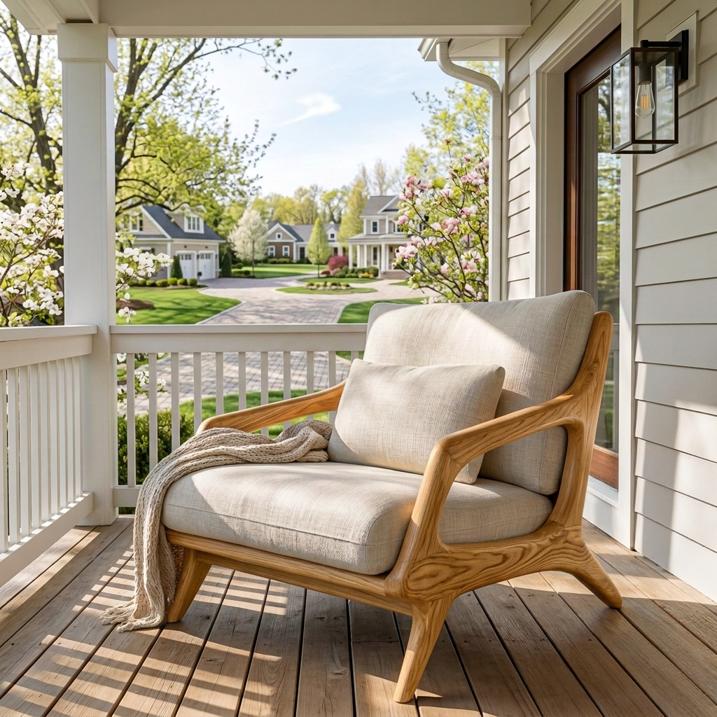 Organic Wooden Armchair With Sculptural Frame For Home RTTHTTACC027