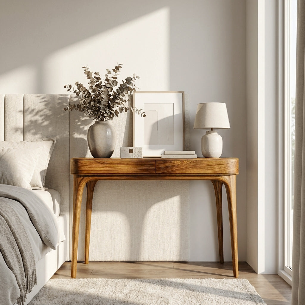 Minimalist Sculptural Wood Console Table For Modern Entryway RTTHHNCS025