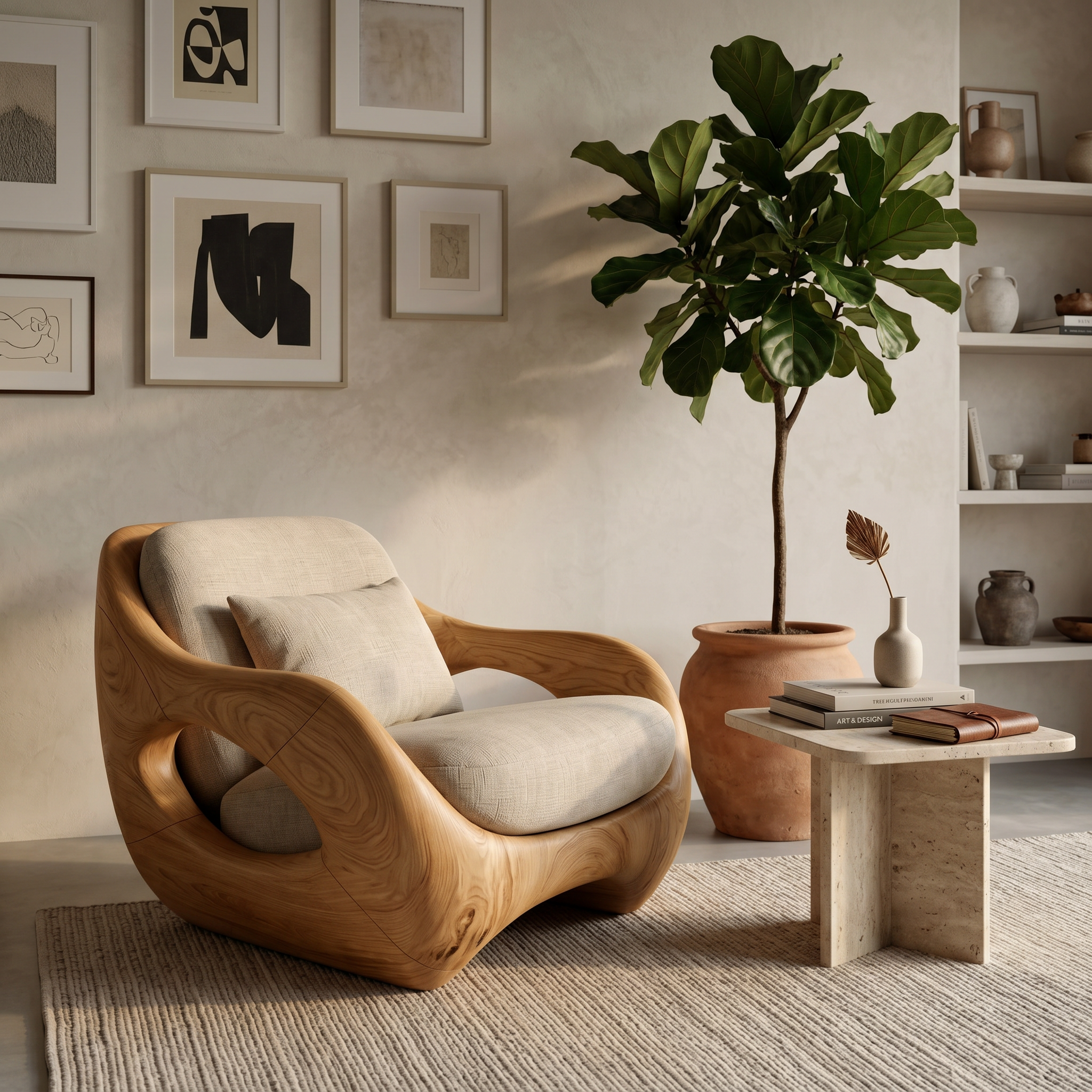 Artistic Organic Lounge Seating Open Carved Frame For Living Room RTTHTTACC012